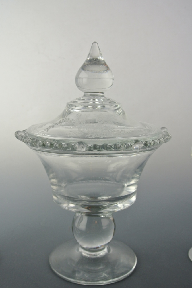 Antique Glass Compote, Vase & Wine 