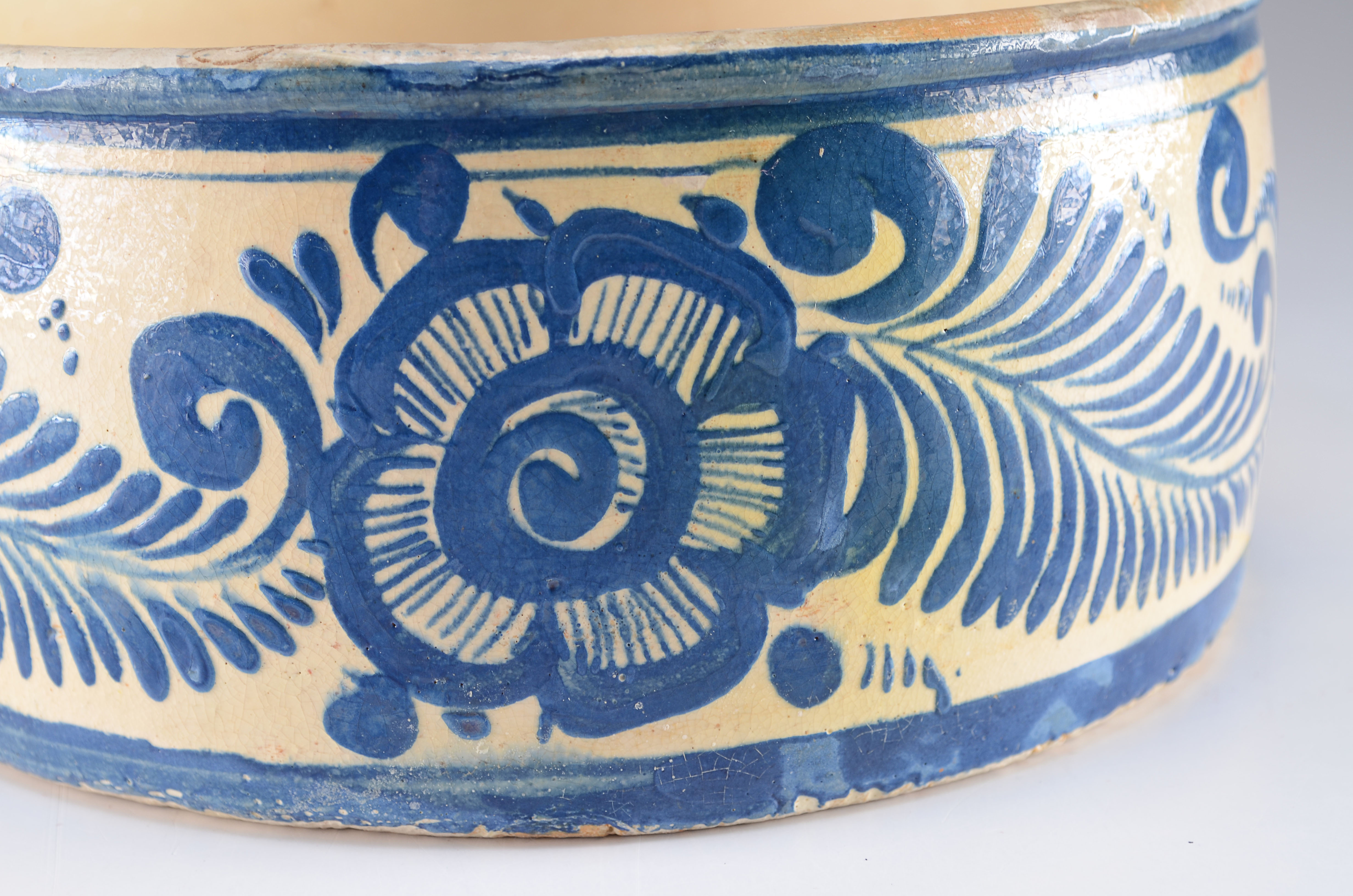 Vintage Mexican Folk Art Hand Painted Clay Handled Dish