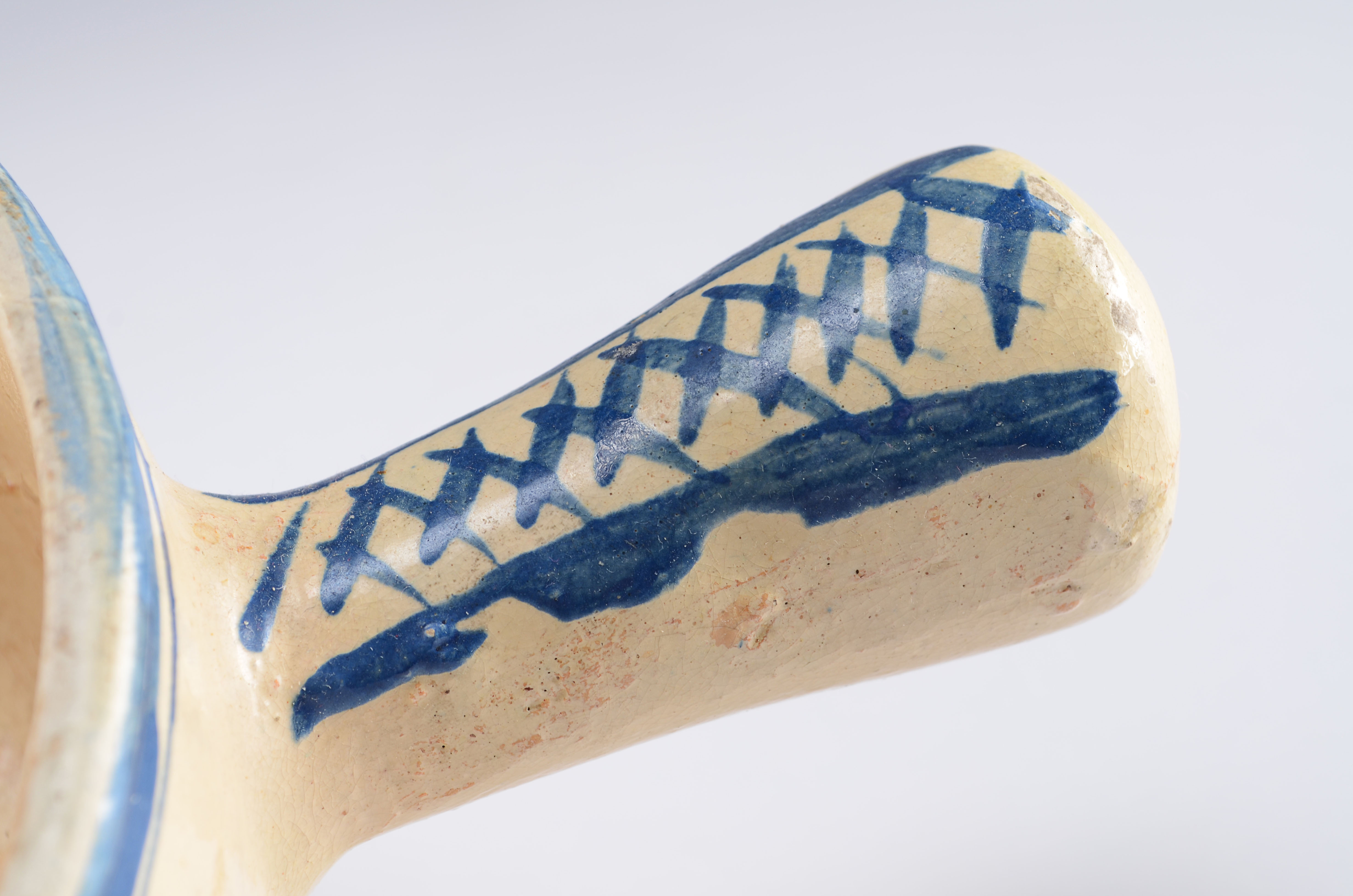 Vintage Mexican Folk Art Hand Painted Clay Handled Dish