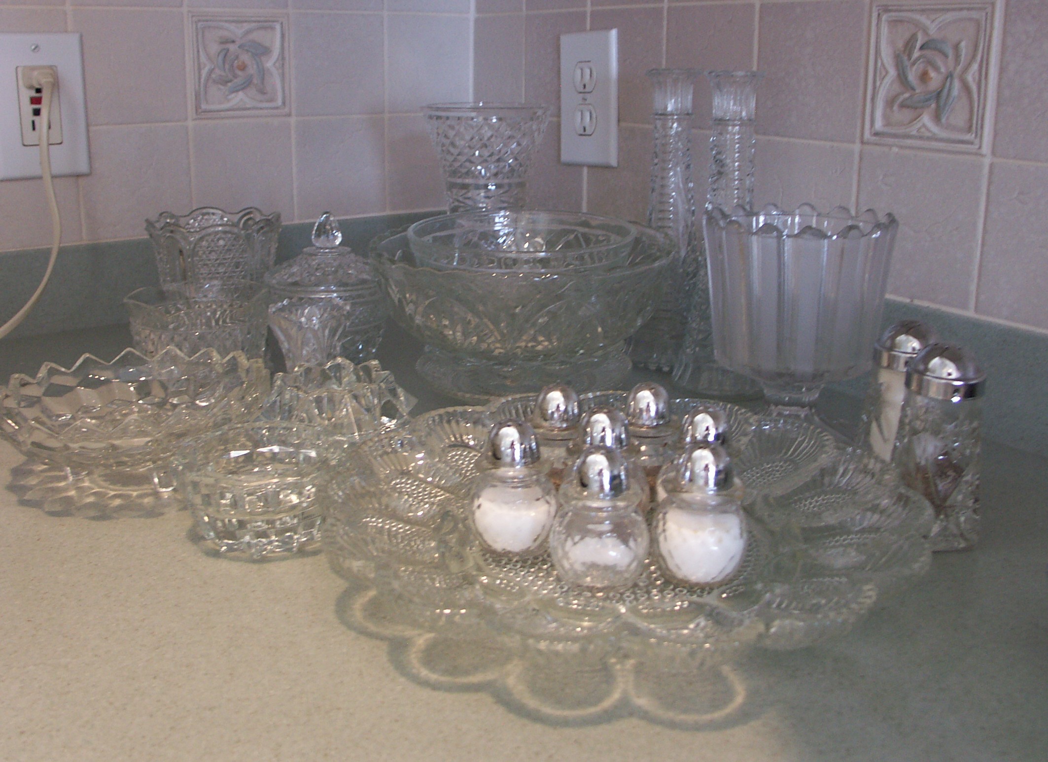 Lot of Vintage Pressed Glassware Items