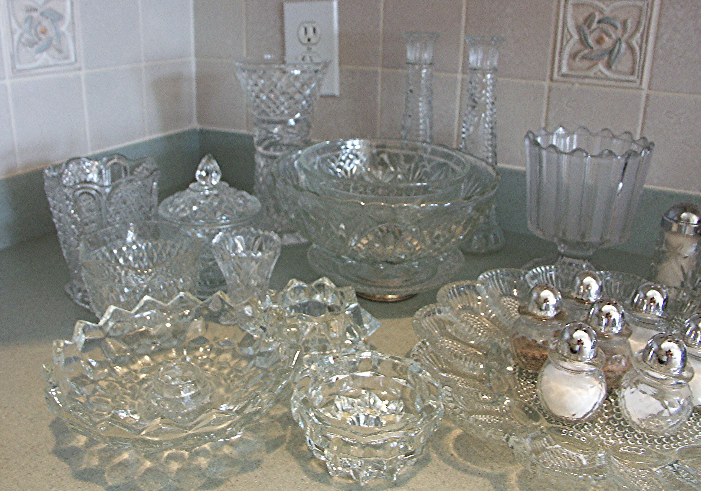 Lot of Vintage Pressed Glassware Items