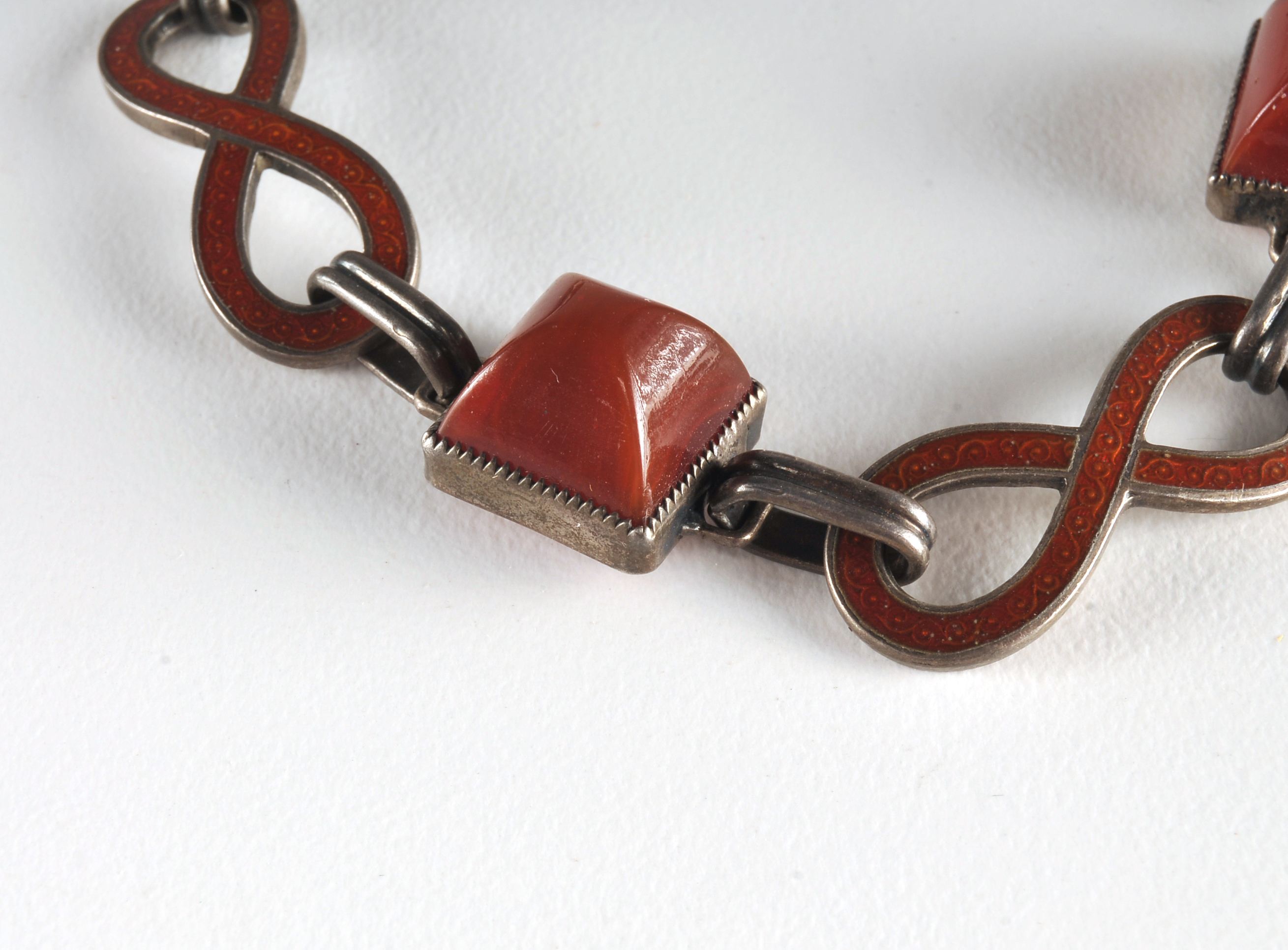 Sterling Art Deco Bracelet with Carnelian Stones