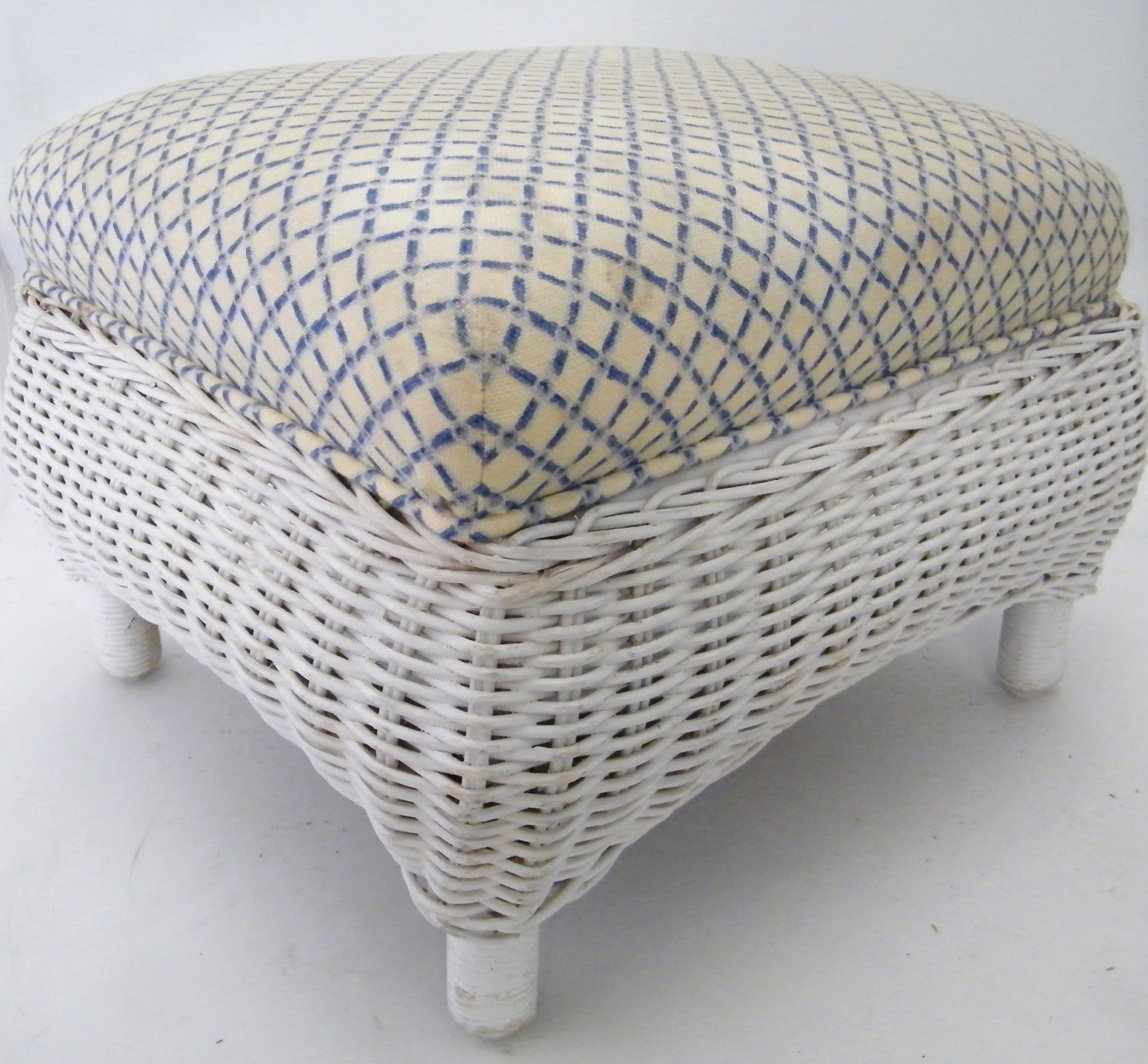 White Wicker Footstool