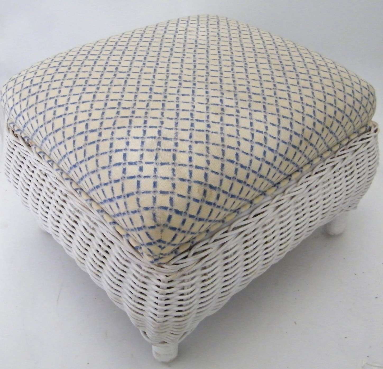 White Wicker Footstool