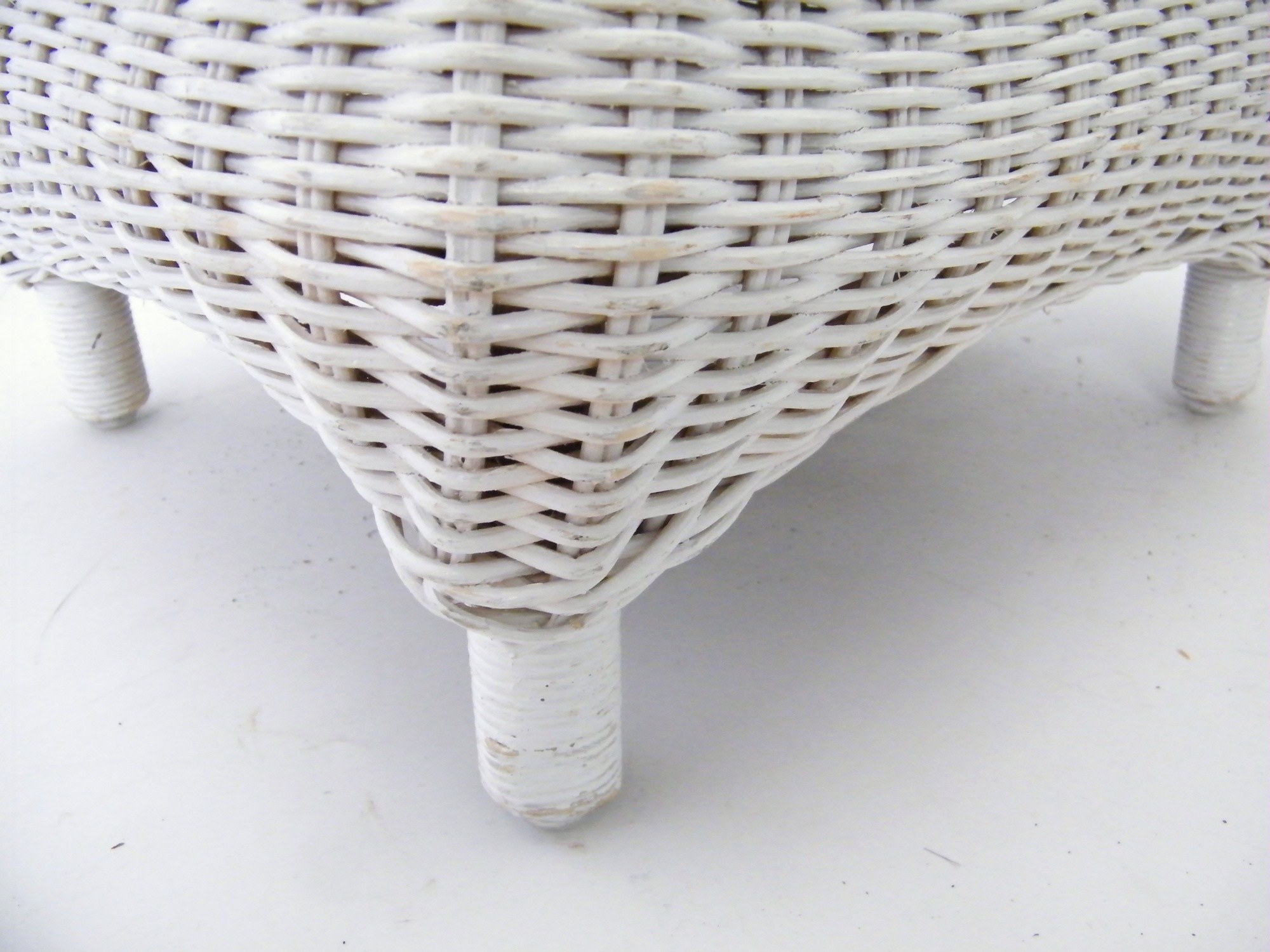 White Wicker Footstool