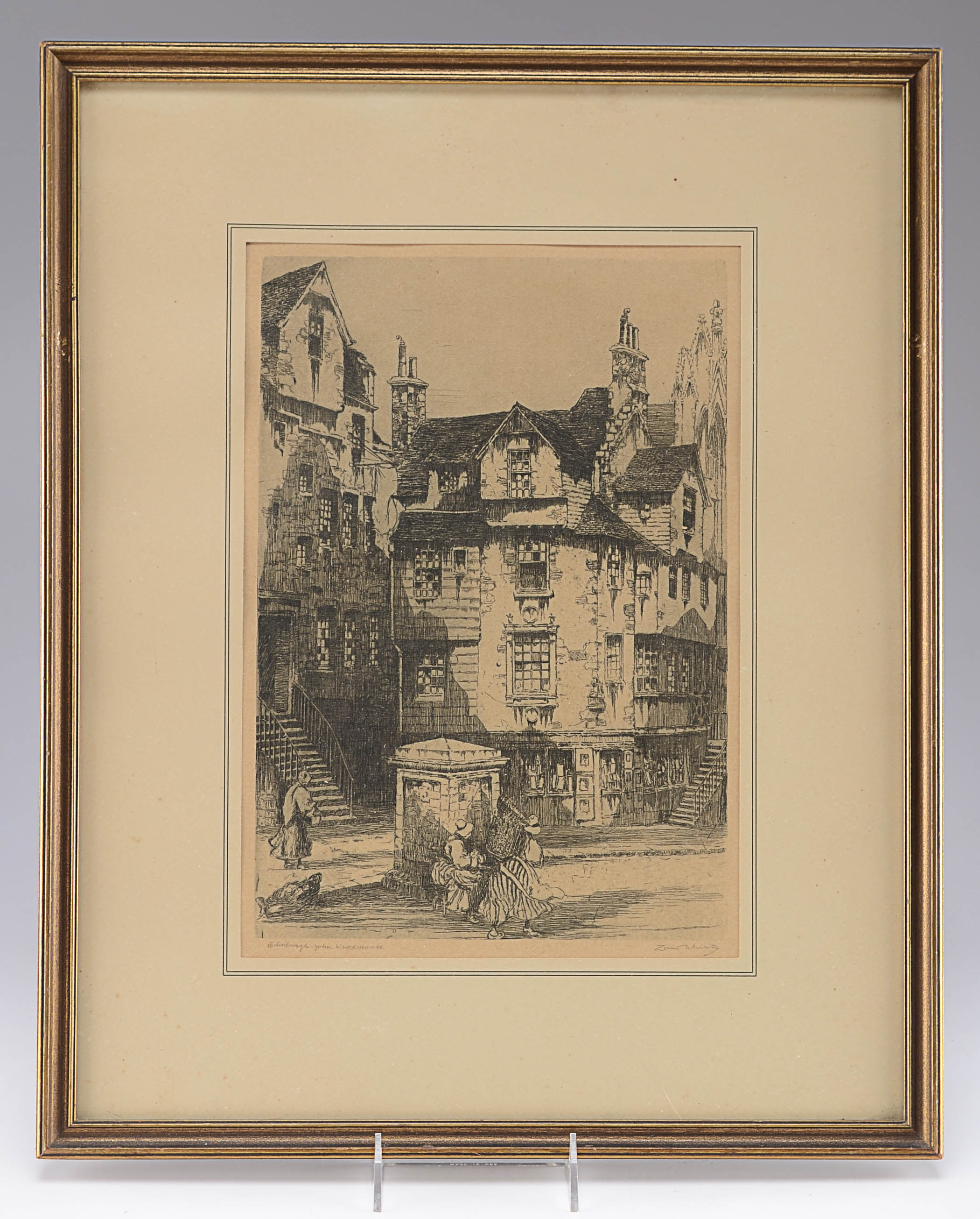 Vintage Framed Print of "John Knox House"