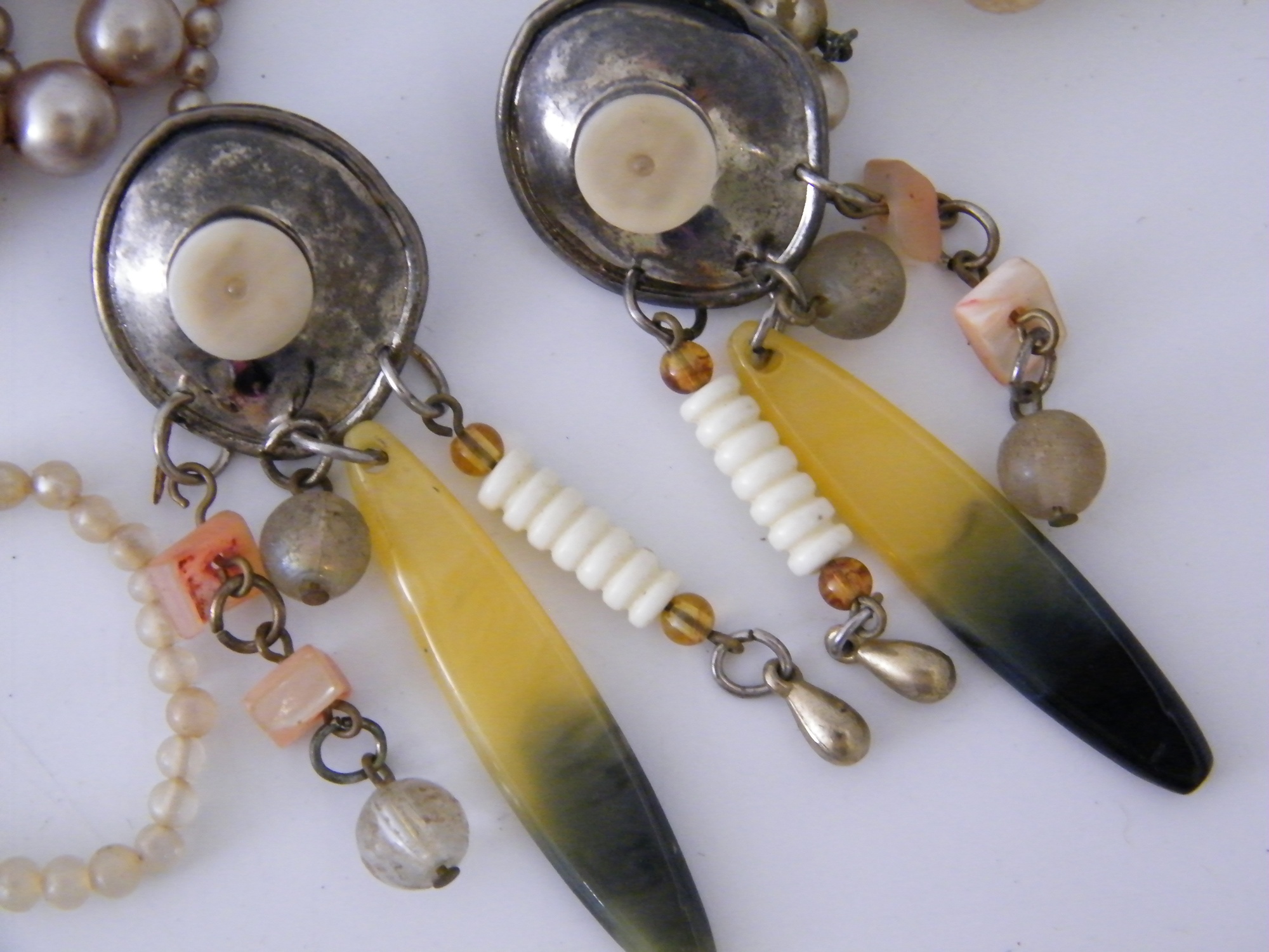 Sterling and Turquoise Earrings, Faux Pearls