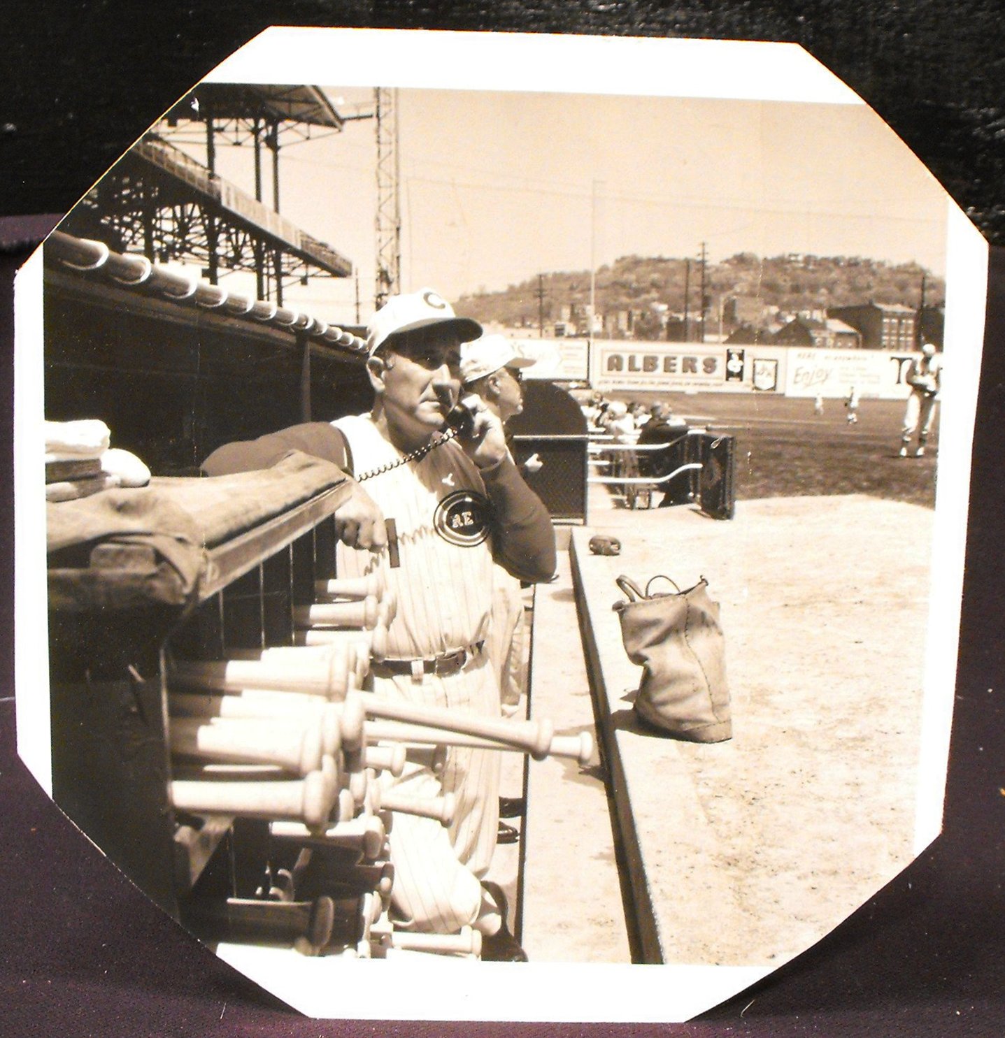 1964 Fred Hutchinson "HUTCH" Cincinati Reds Black & White Crosley Field Photo