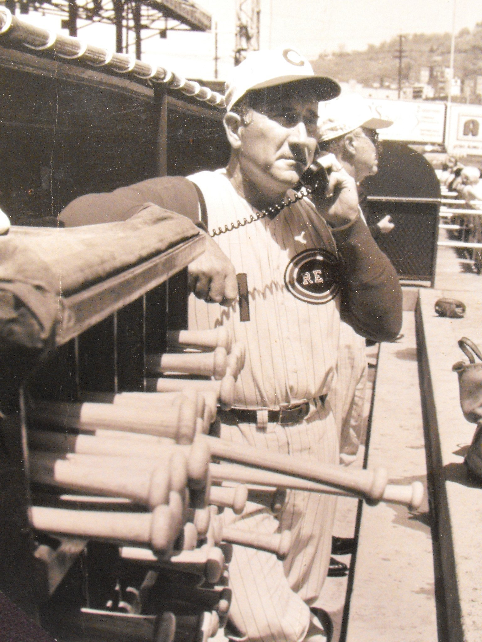 1964 Fred Hutchinson "HUTCH" Cincinati Reds Black & White Crosley Field Photo
