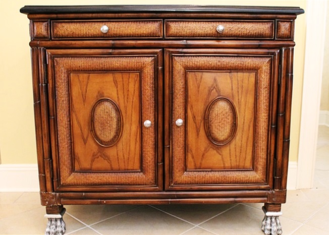 Thomasville "Ernest Hemingway" Oversized Side Table/Cabinet with Granite Top