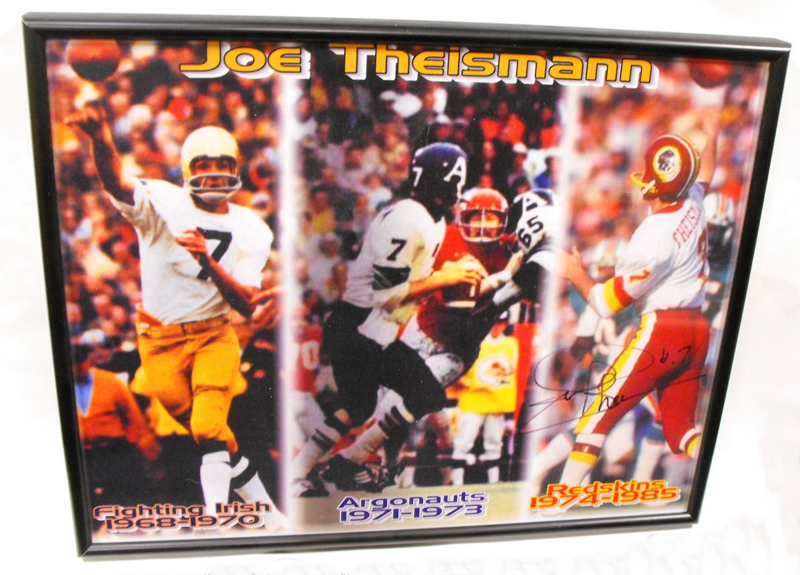 Joe Theismann Autographed Career Football Framed Photo