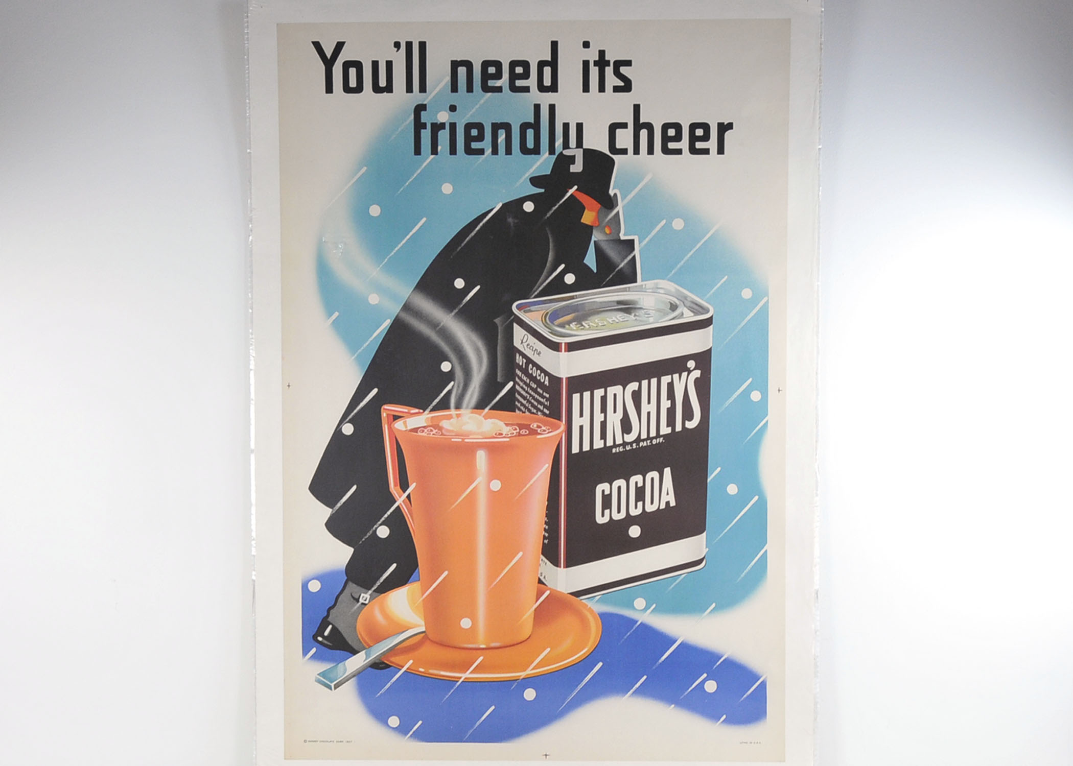 Original Hershey's Cocoa 1937 Litho Poster
