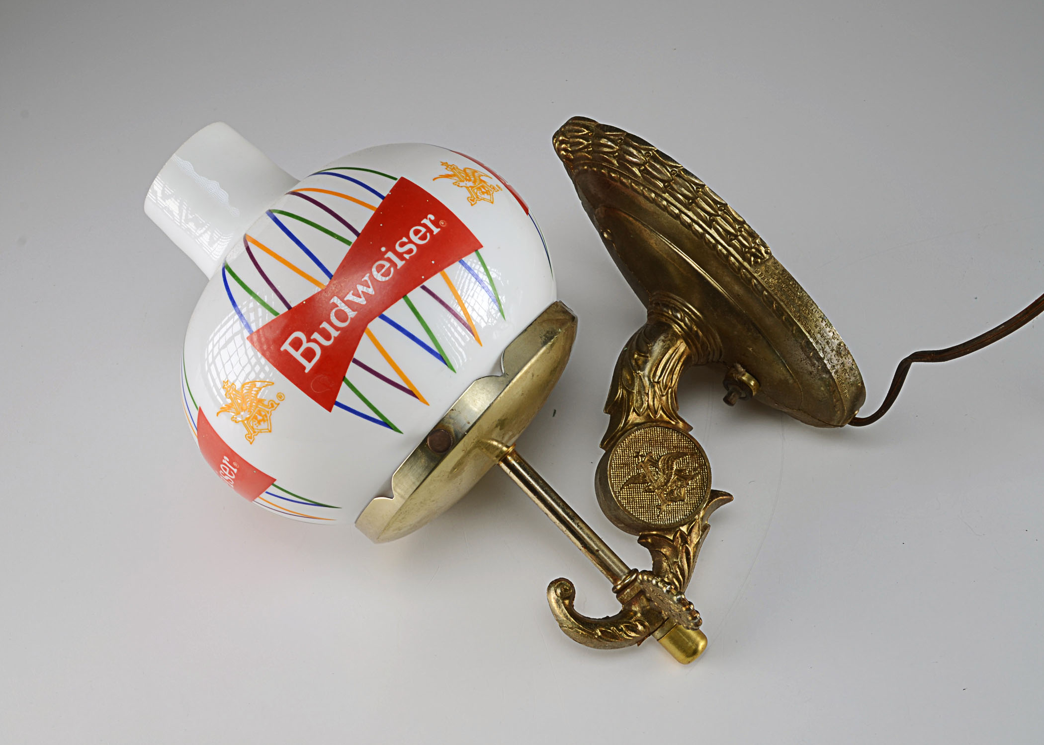 Pair of Glass Globe Budweiser Bar Lights