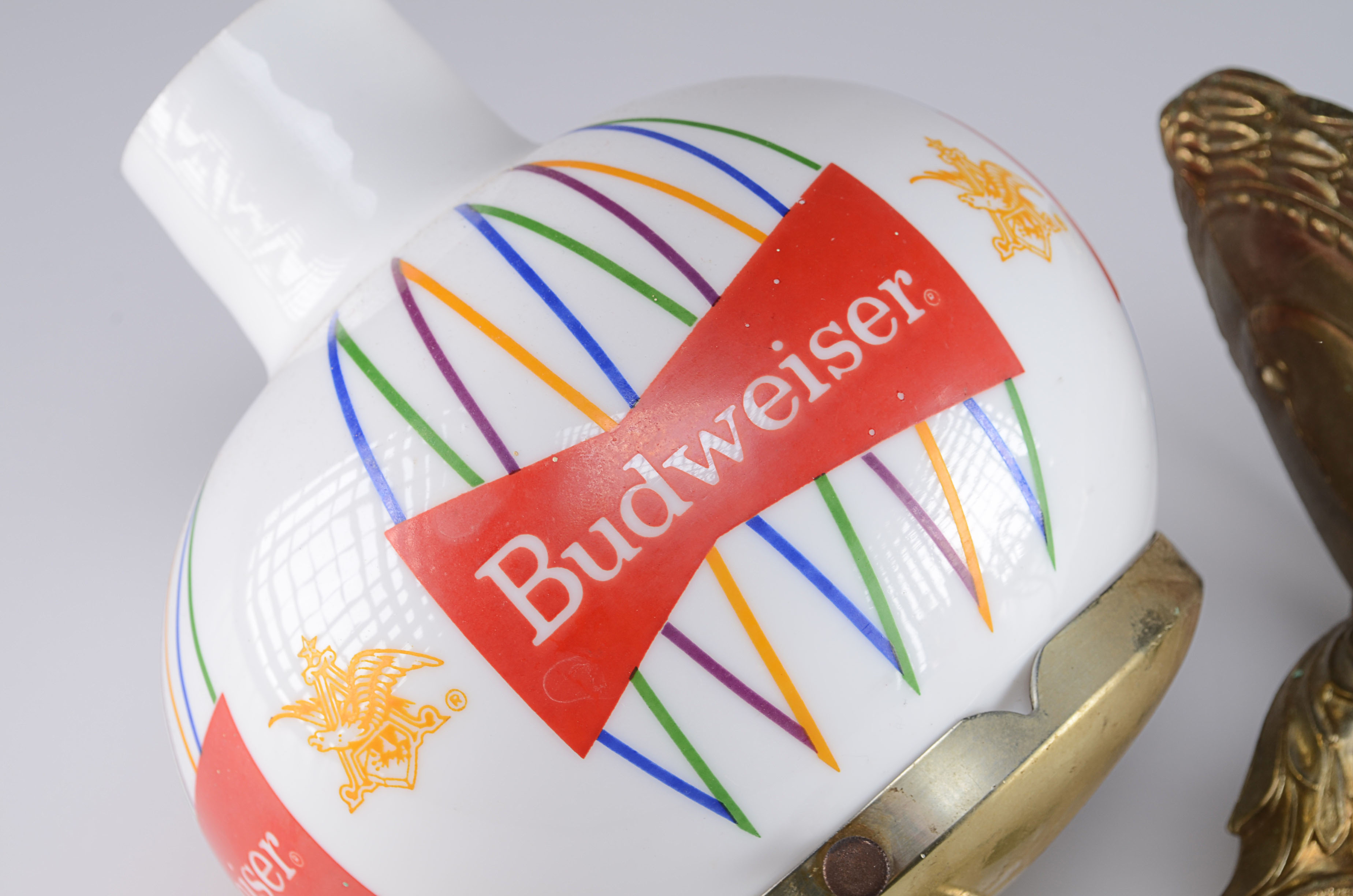 Pair of Glass Globe Budweiser Bar Lights