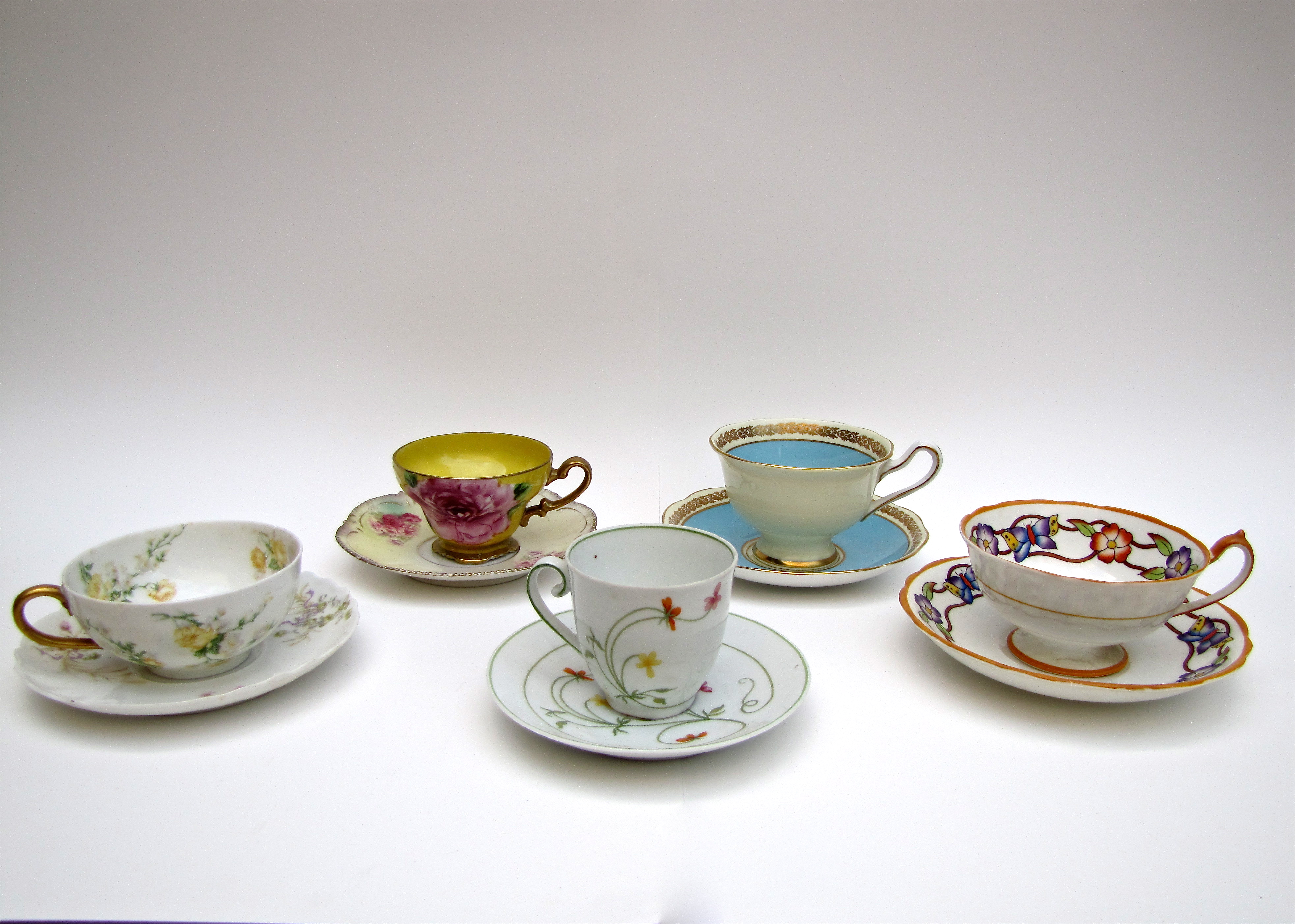Cup And Saucer Lot With Shelf