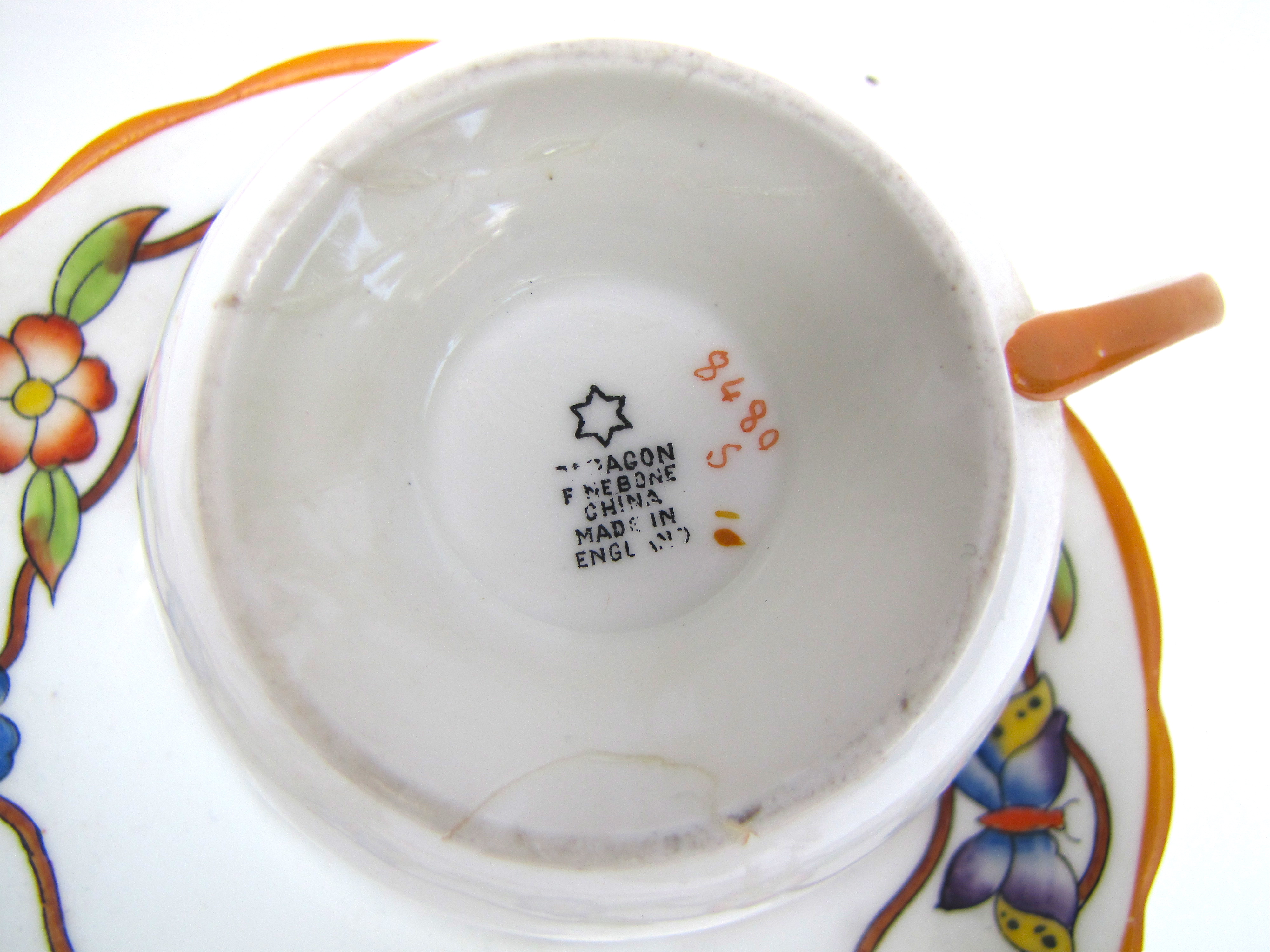 Cup And Saucer Lot With Shelf