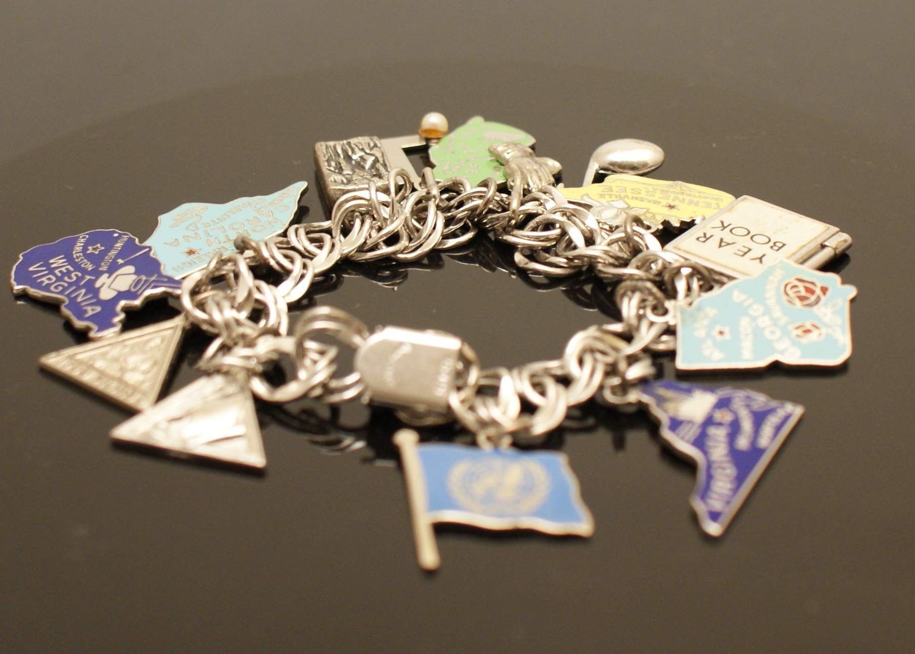 Vintage Jewel Mount Sterling Charm Bracelet