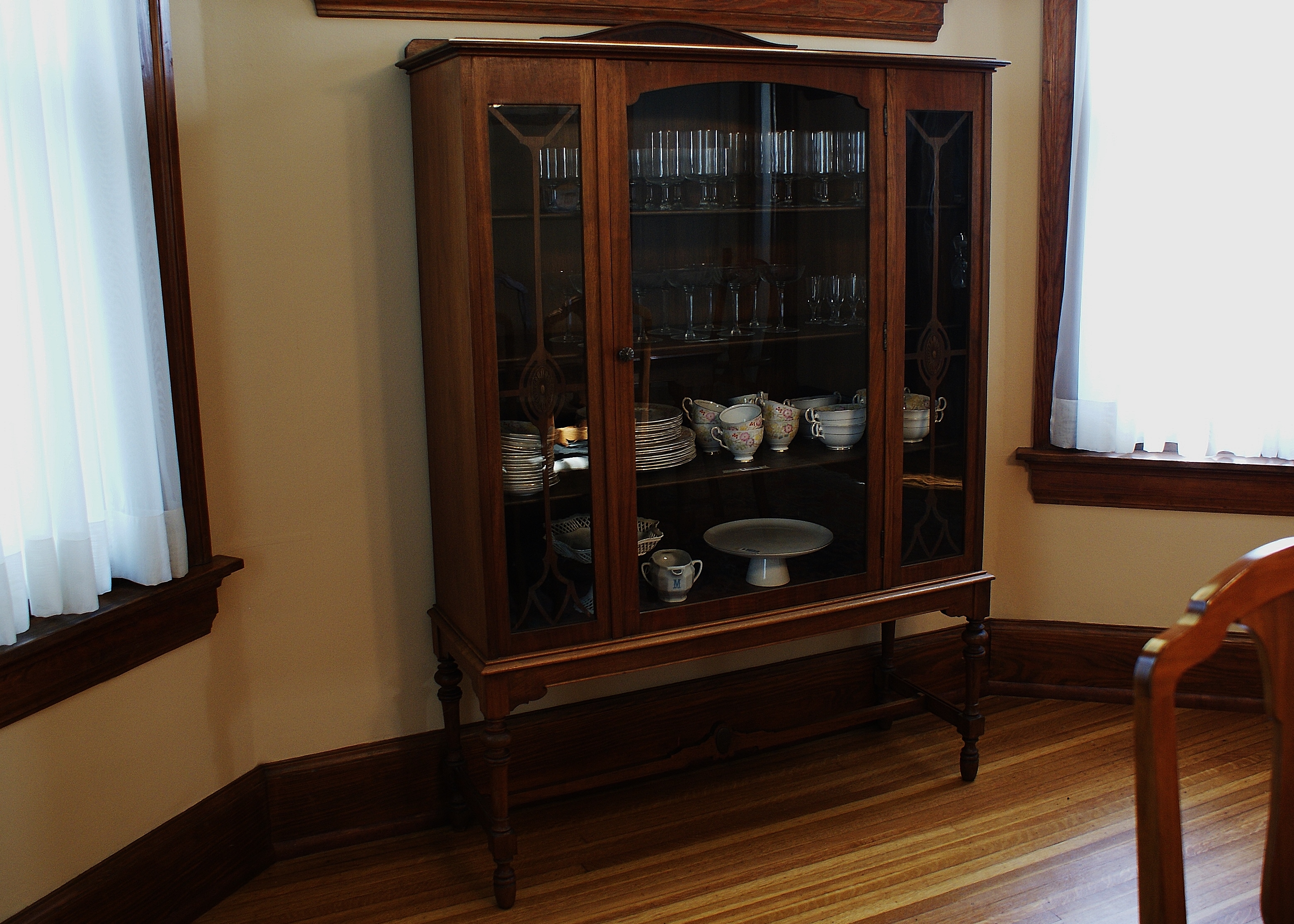 Depression Era Walnut China Cabinet