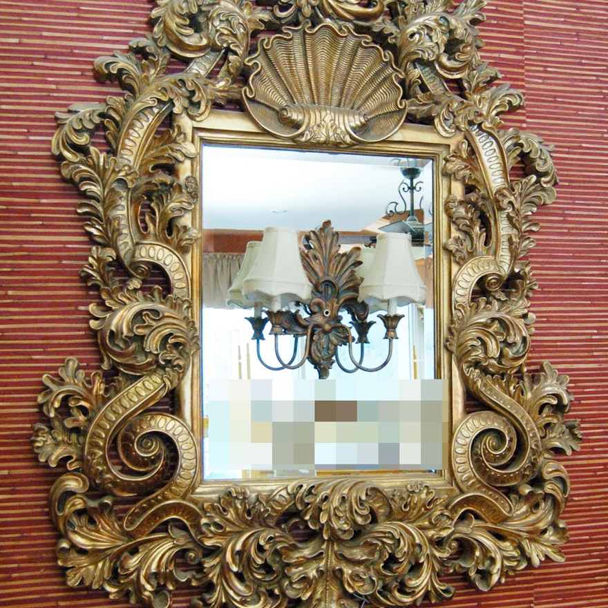 Pair of Rococo Style Framed Mirror Sconces