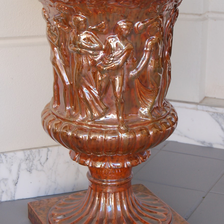 Red Glazed Romanesque Urn 