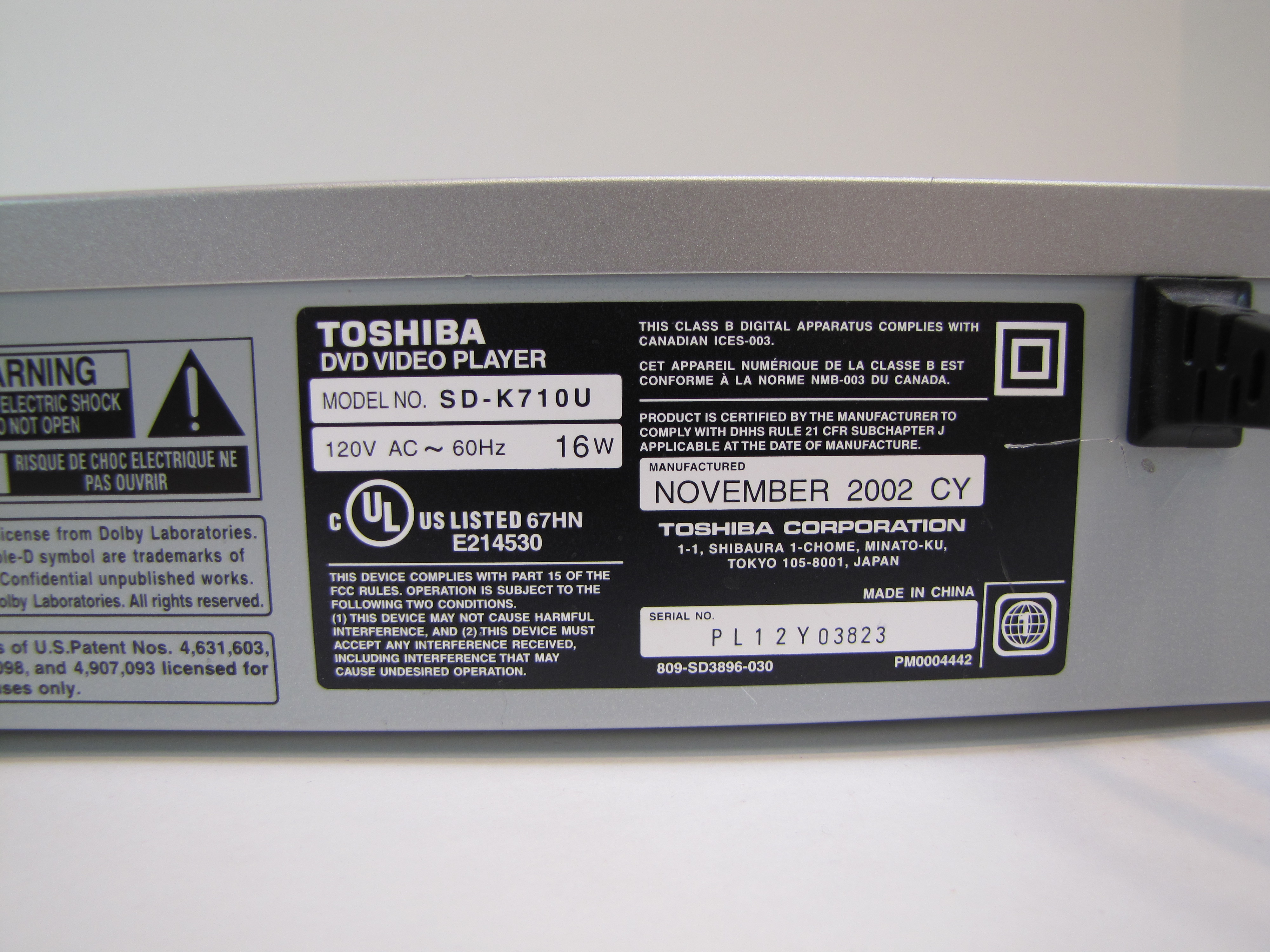 Pioneer Multi-Play Compact Disk Player + Toshiba DVD Player