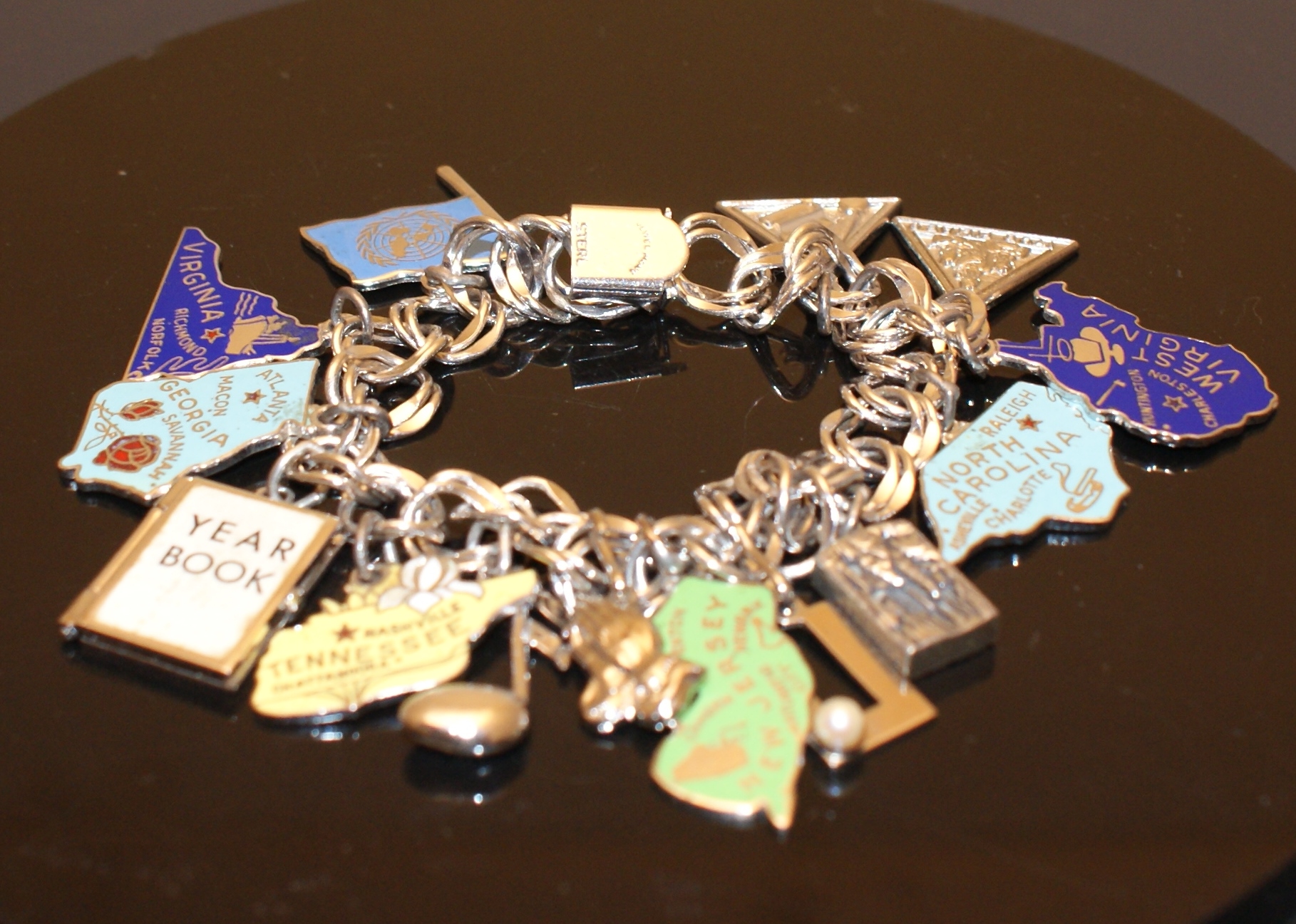 Vintage Jewel Mount Sterling Charm Bracelet