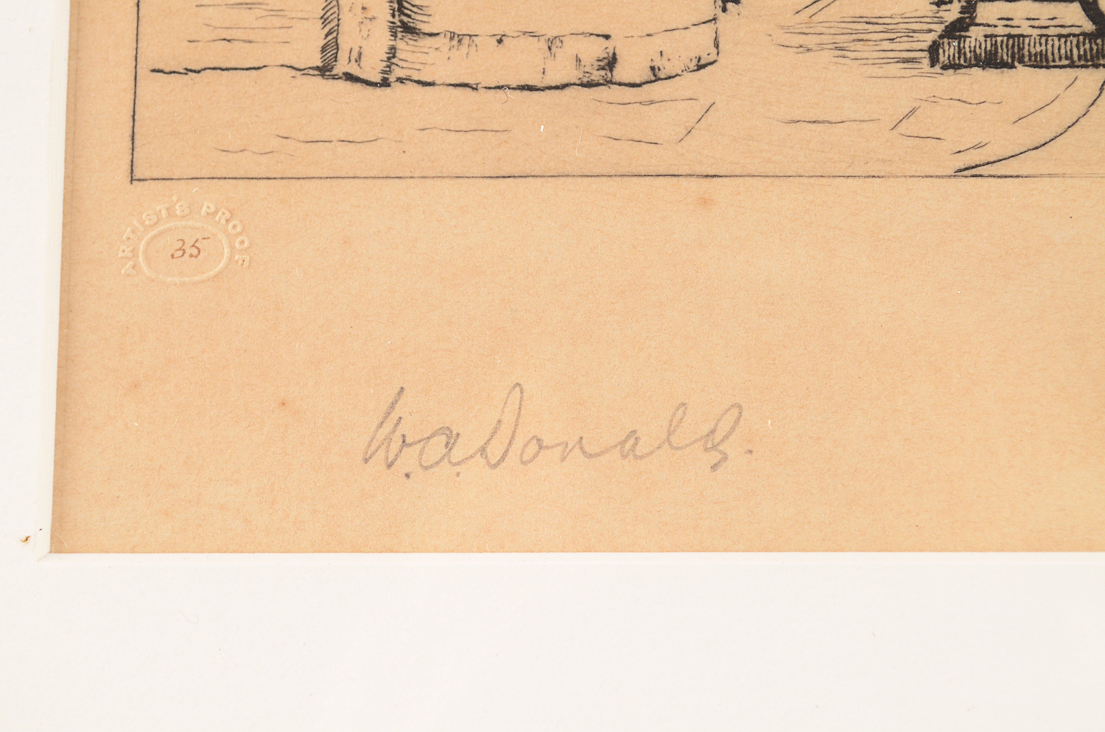 Pencil Signed W.A. Donald Etching, Guy's Hospital