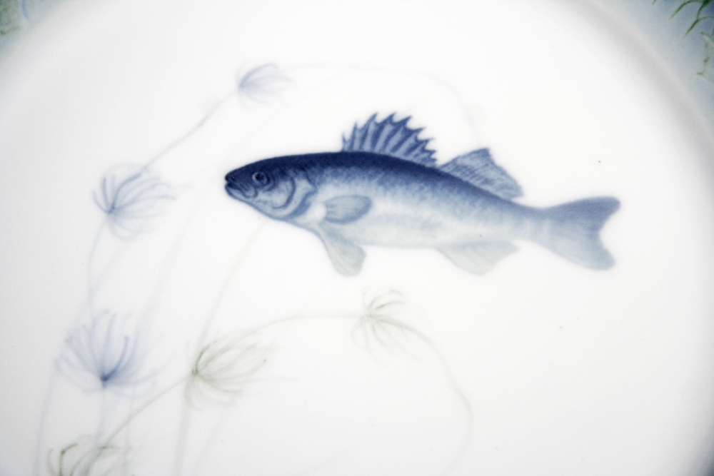 Royal Copenhagen "Fish Service - Blue Border" China Luncheon Plates