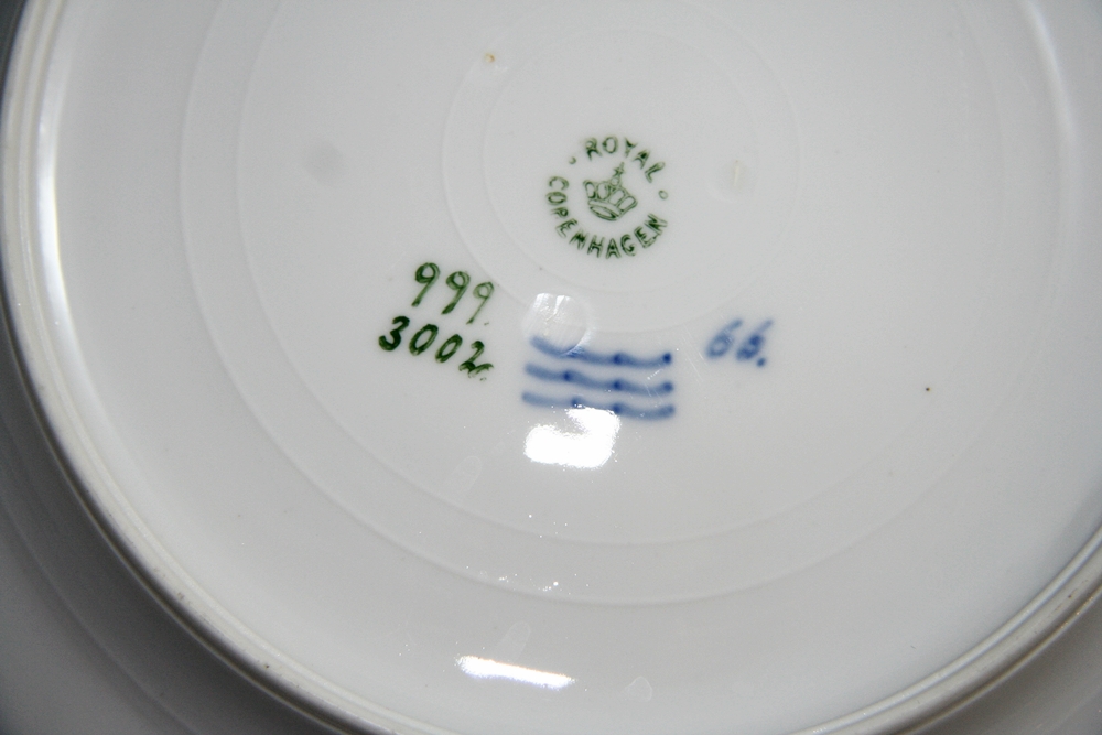 Royal Copenhagen "Fish Service - Blue Border" China Luncheon Plates