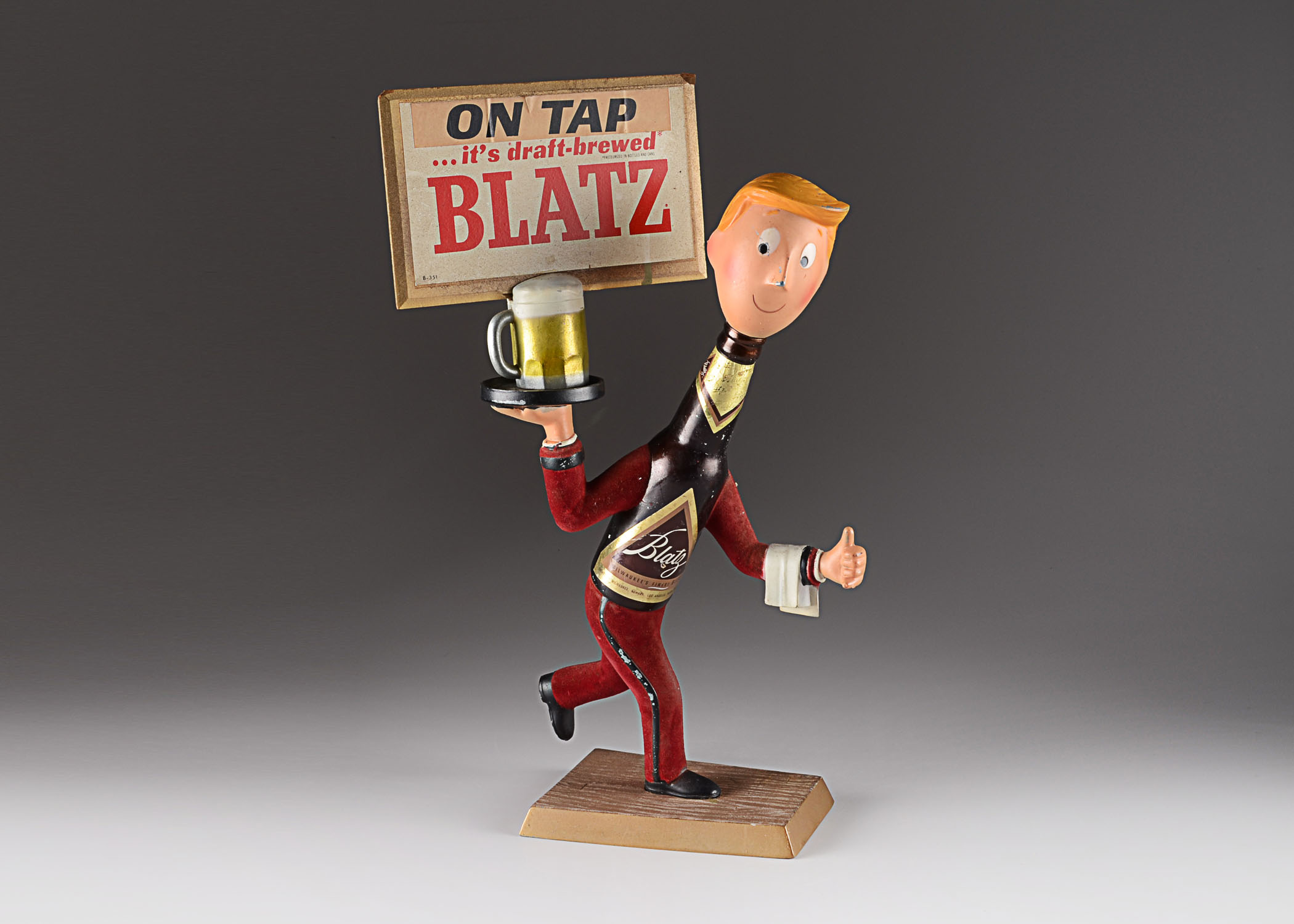 Blatz Beer Running Waiter Figural Sign