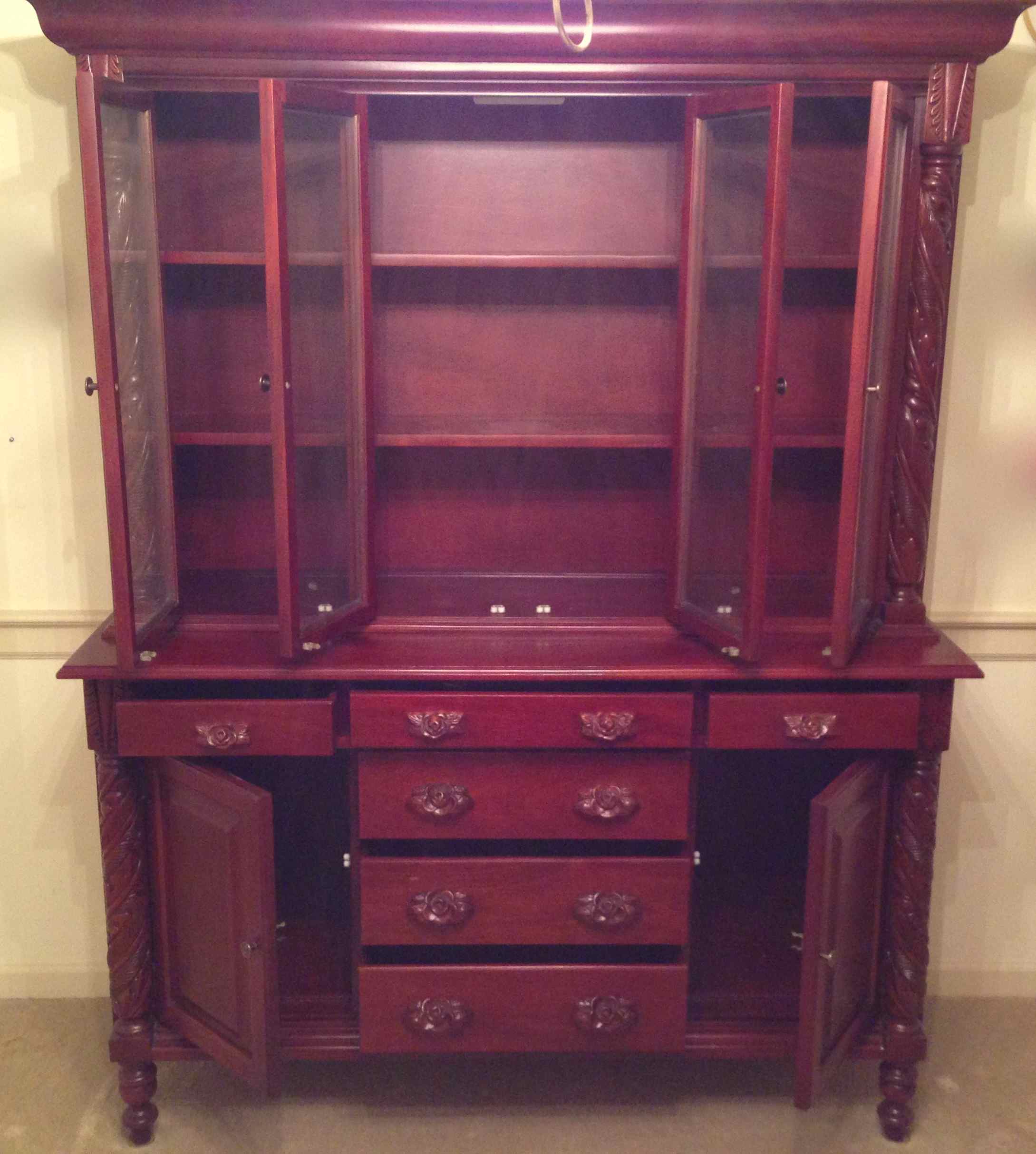 Solid Mahogany China Victorian Replica China Cabinet