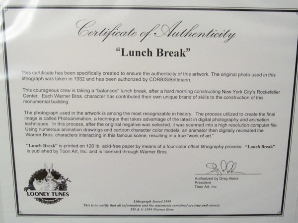 Looney Tunes "Lunch Break" Lithograph