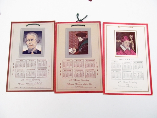 Collection of Vintage Woven Calendar Cards