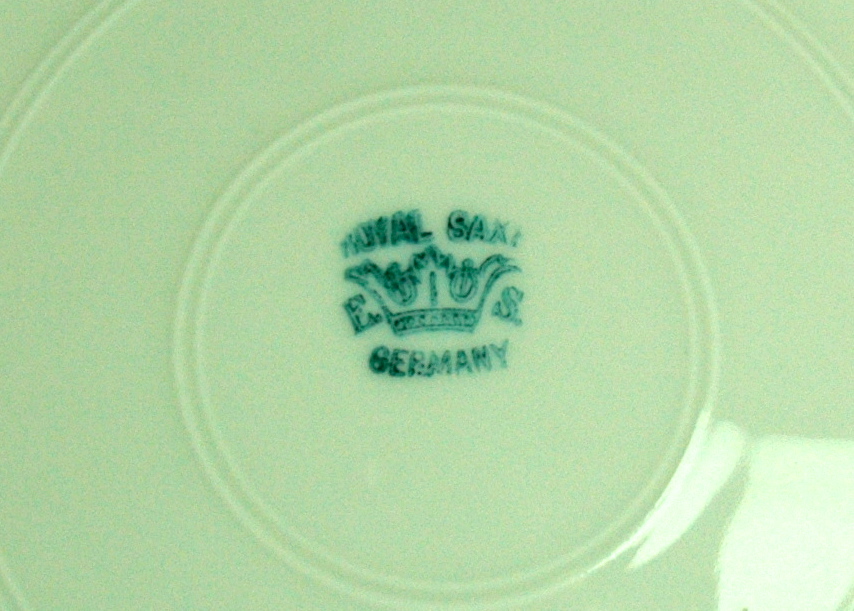 Royal Saxe E.S. Germany Green Floral Plate & Bavaria Fruit Bowl