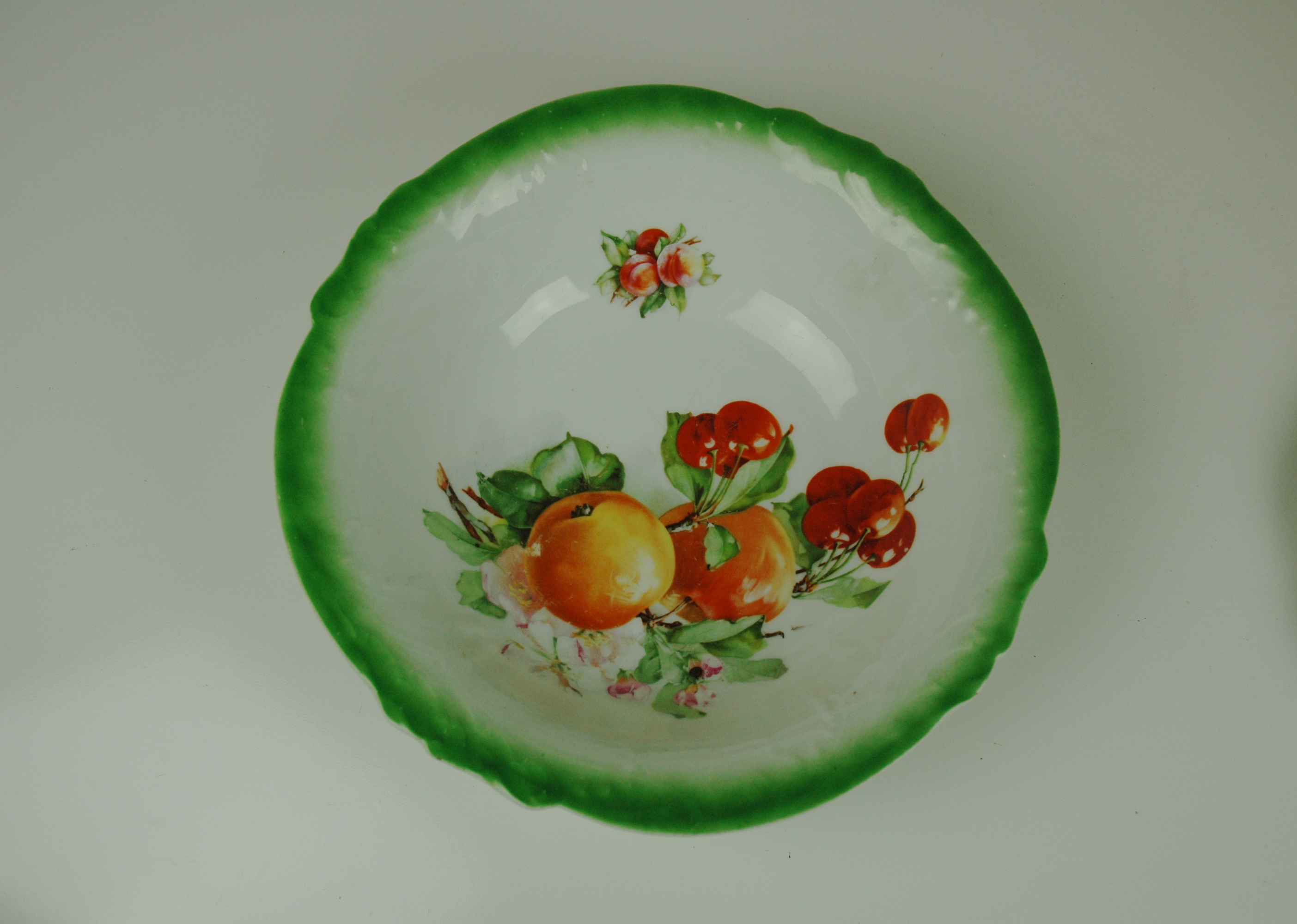 Royal Saxe E.S. Germany Green Floral Plate & Bavaria Fruit Bowl