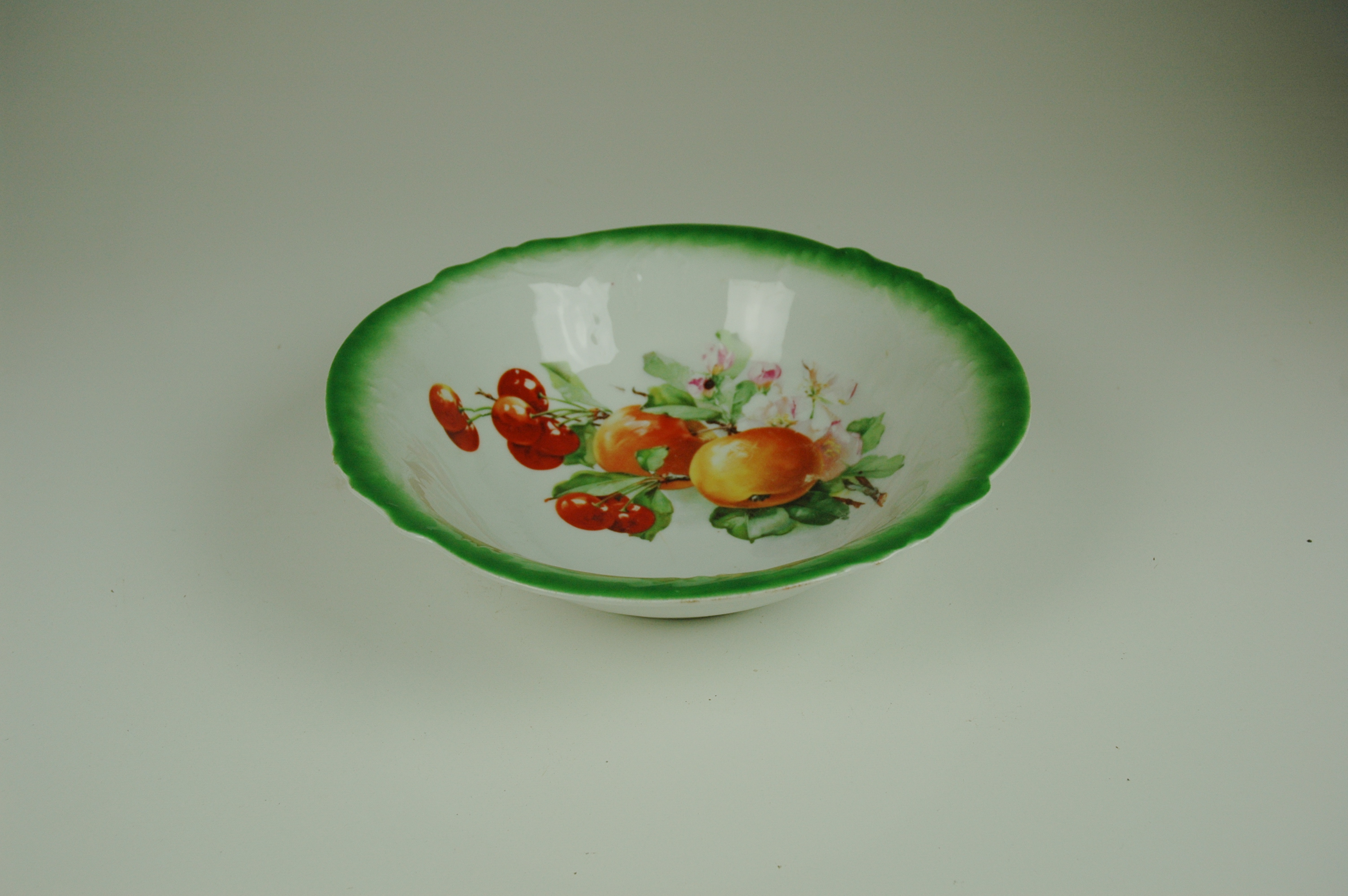 Royal Saxe E.S. Germany Green Floral Plate & Bavaria Fruit Bowl