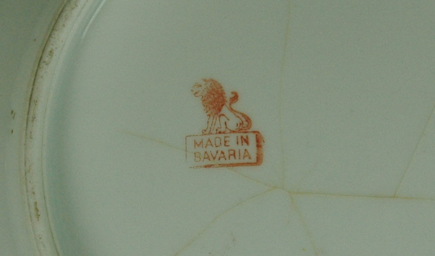 Royal Saxe E.S. Germany Green Floral Plate & Bavaria Fruit Bowl