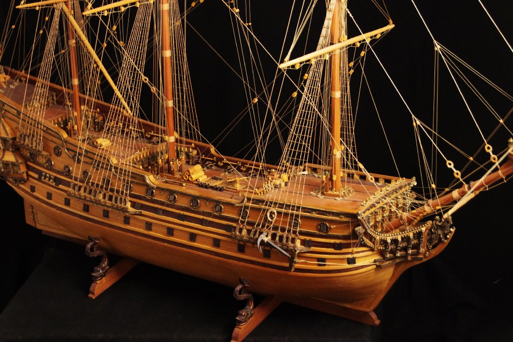 Magnificent & Very Large Wood Model of the H.M.S. Prince, 1670; by Jack Barger 