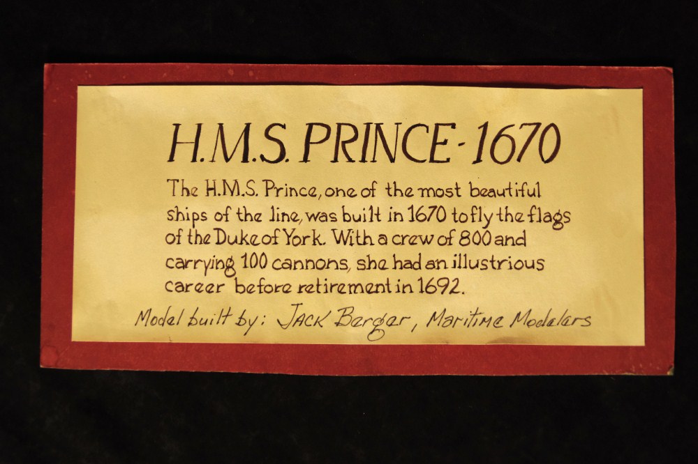 Magnificent & Very Large Wood Model of the H.M.S. Prince, 1670; by Jack Barger 
