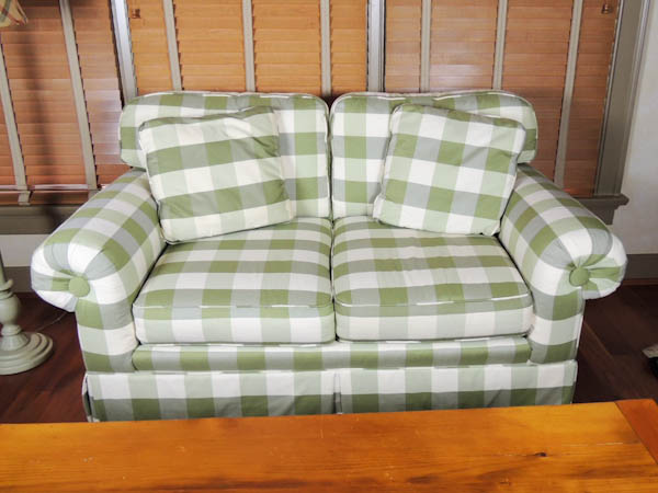Gingham Large Print Upholstered Sofa