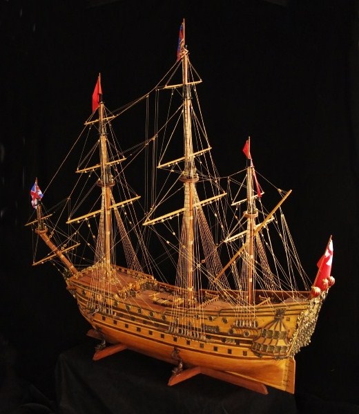 Magnificent & Very Large Wood Model of the H.M.S. Prince, 1670; by Jack Barger 