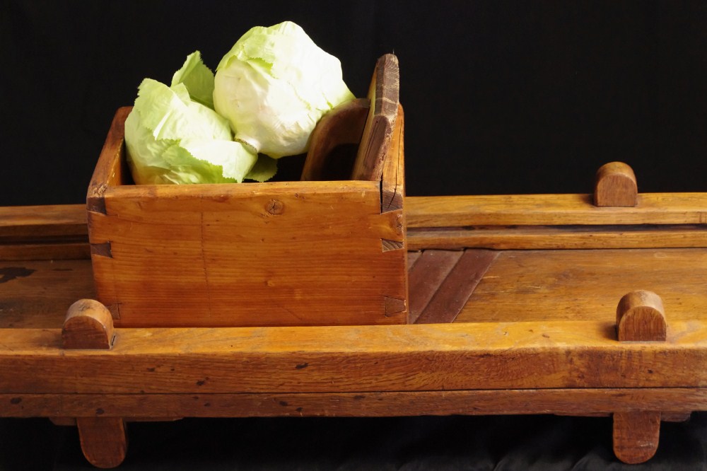 Large Antique Oak Slaw Cutter, with Hand Cut Dovetails