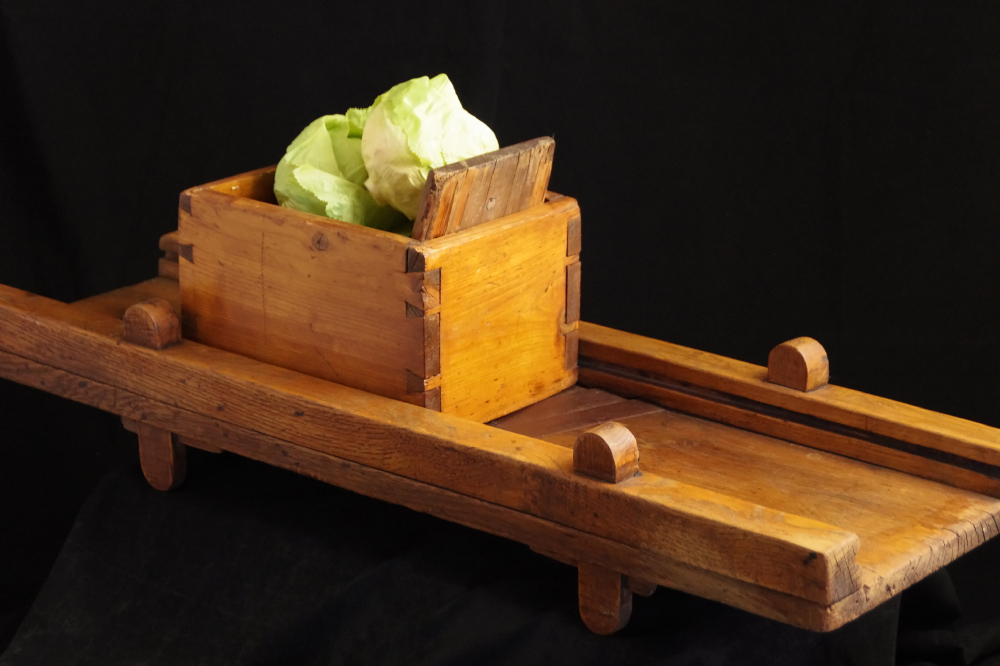 Large Antique Oak Slaw Cutter, with Hand Cut Dovetails
