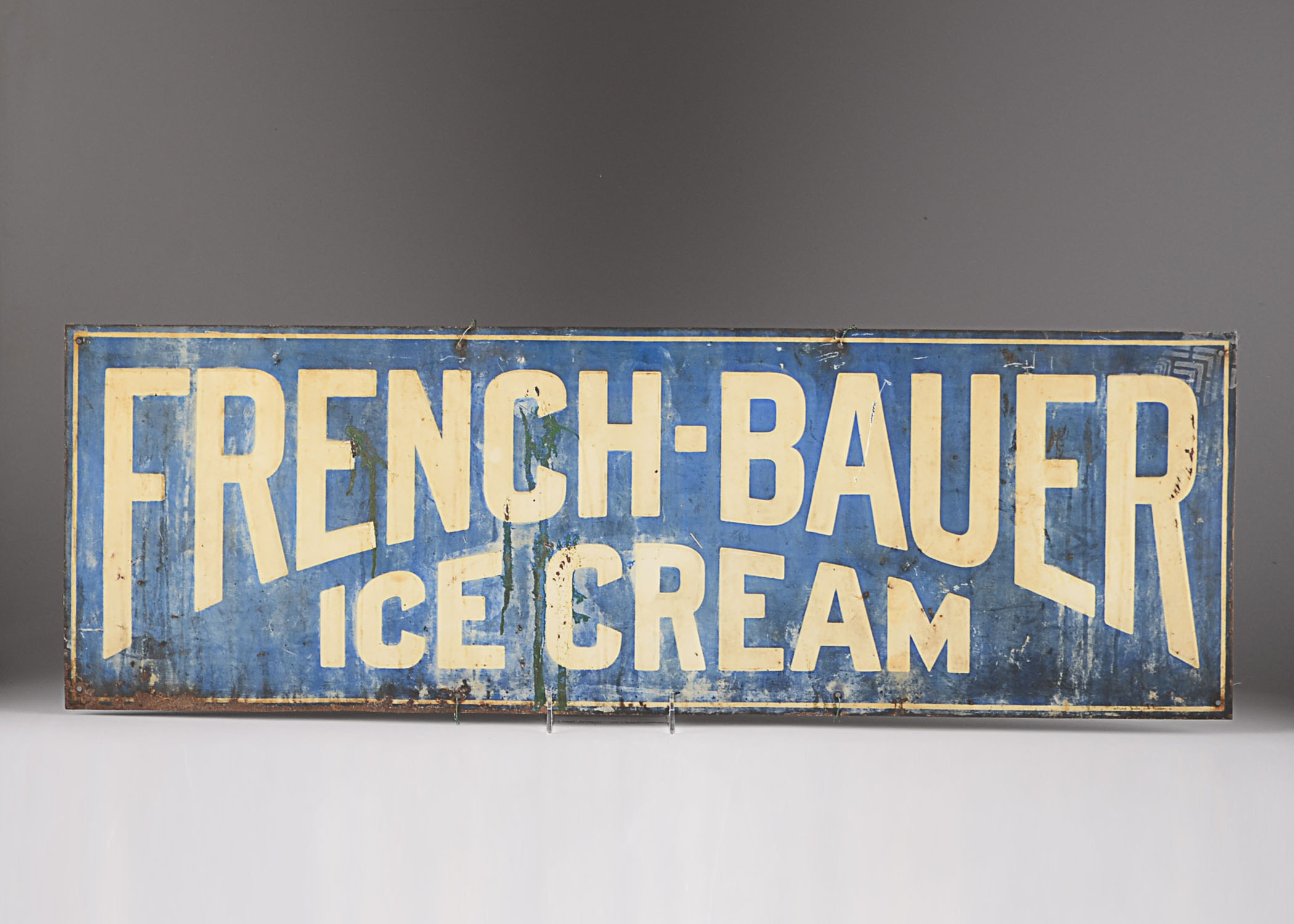 Antique French-Bauer Ice Cream Advertisement Sign
