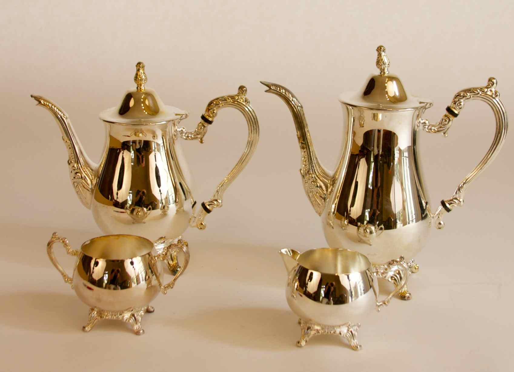 Beautiful Silver Toned Tea Set 