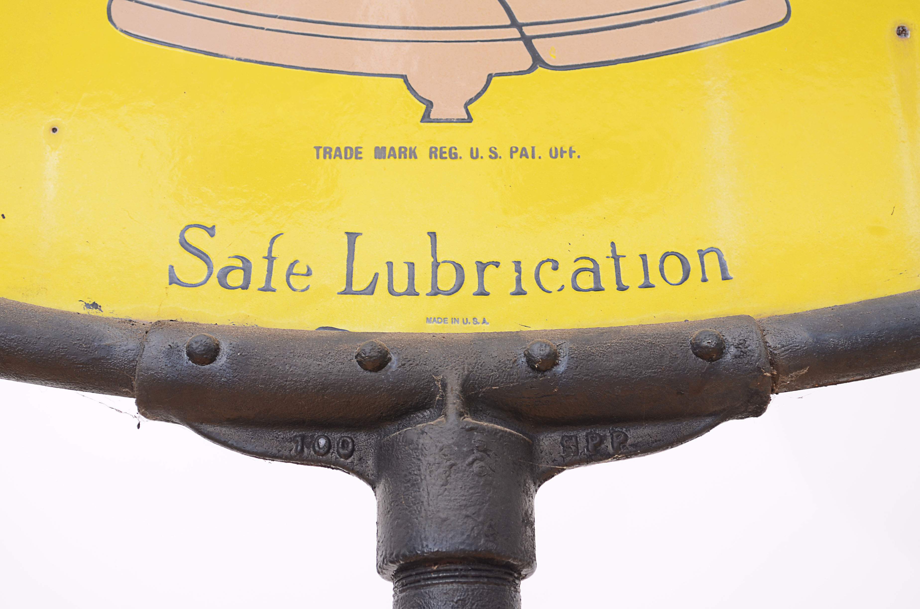 Rare & Enormous Vintage Pennzoil "Tan Bell" Curb Sign on Post