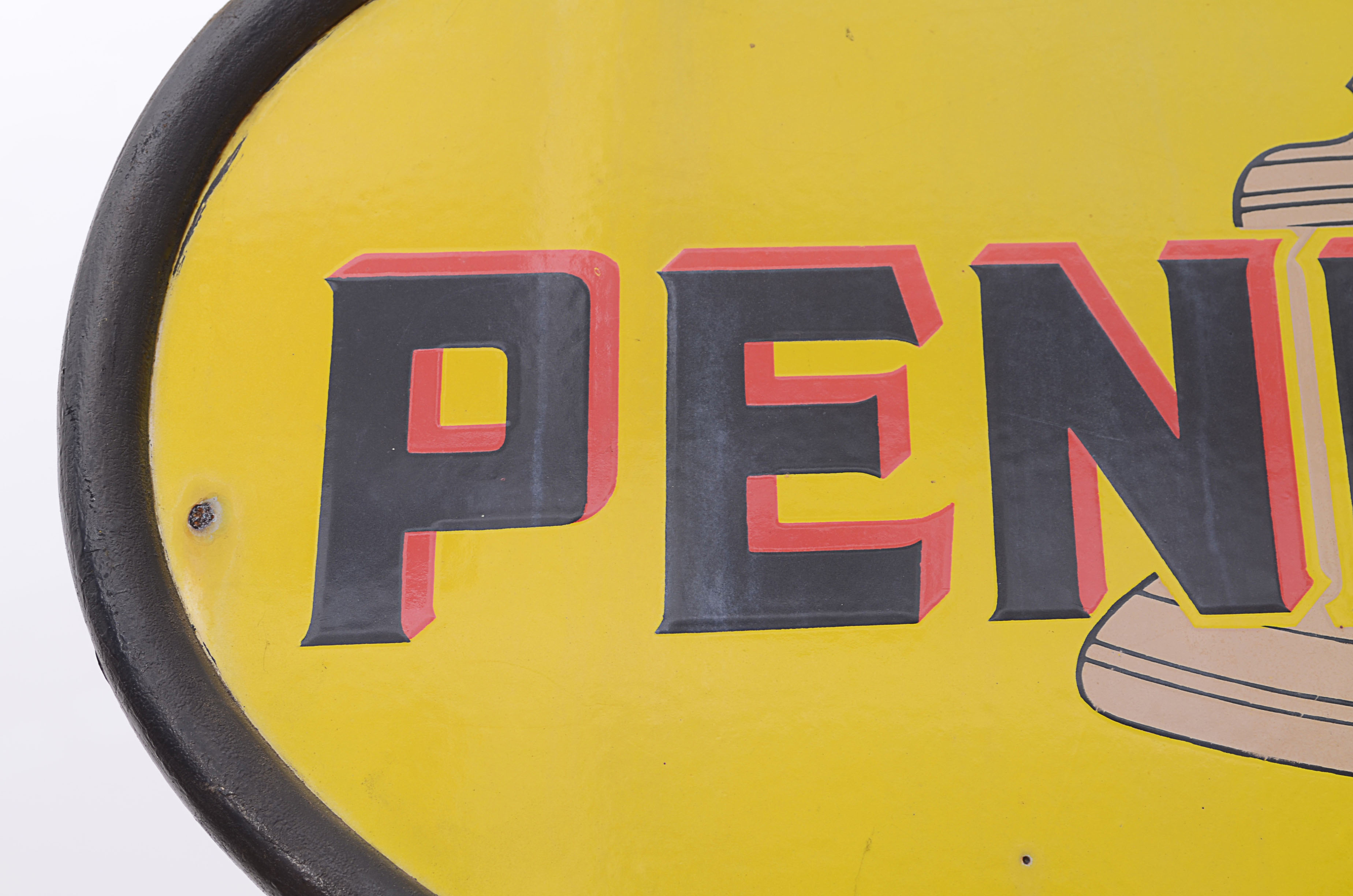 Rare & Enormous Vintage Pennzoil "Tan Bell" Curb Sign on Post