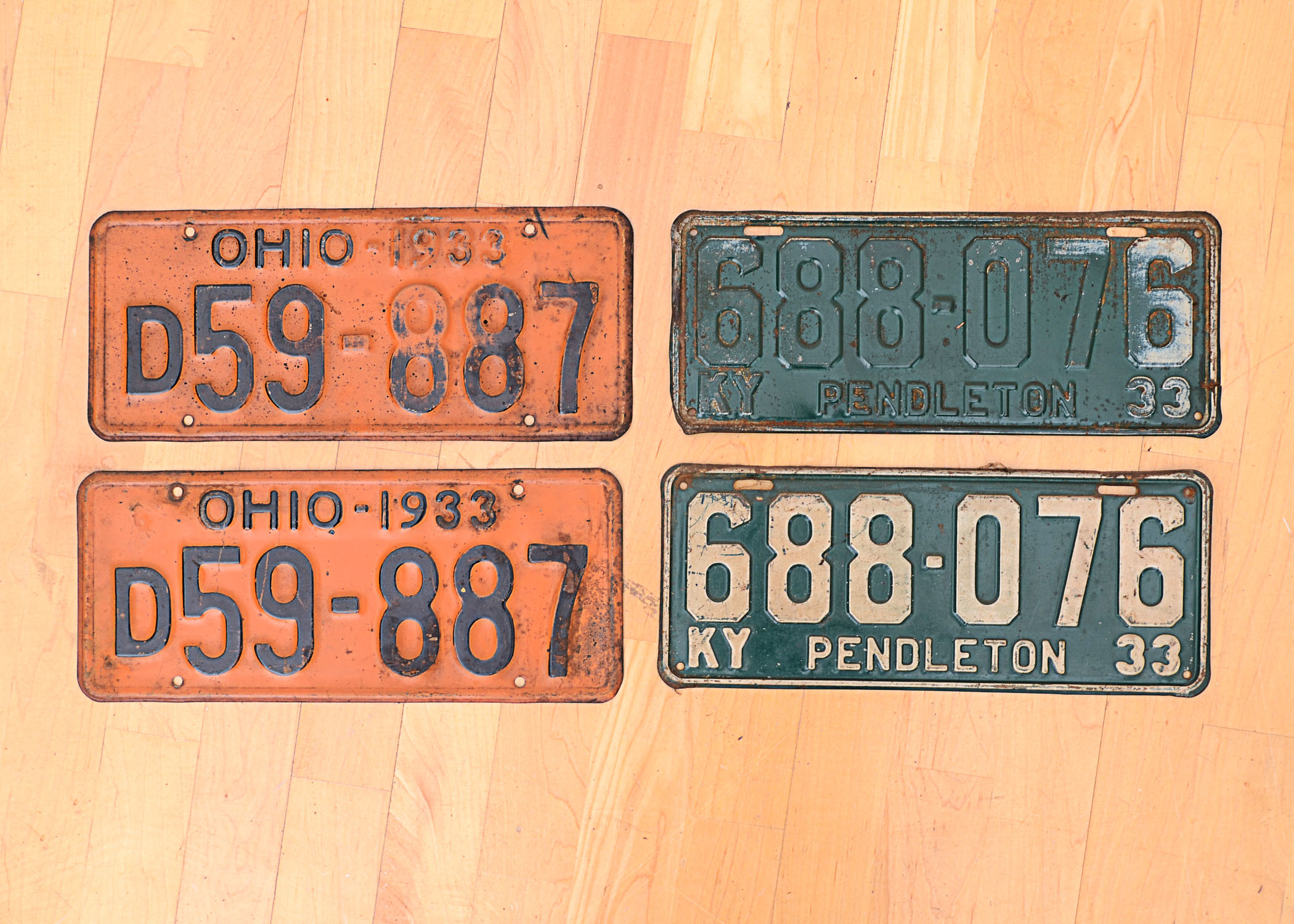Vintage lot of 4 1930's License Plates