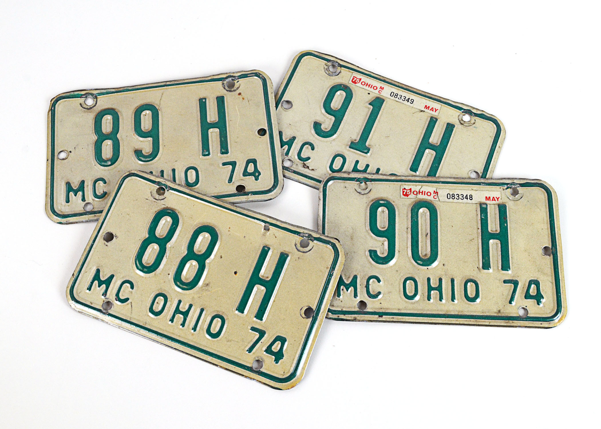 Vintage 1974 Ohio Motorcycle Licenses