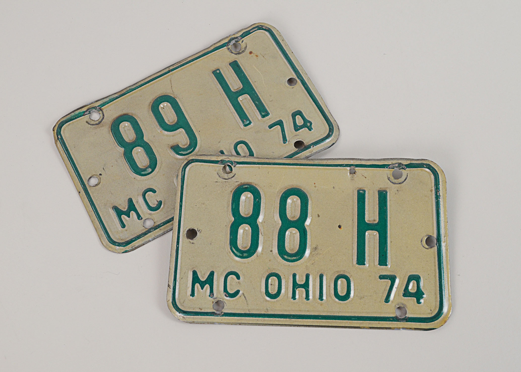 Vintage 1974 Ohio Motorcycle Licenses